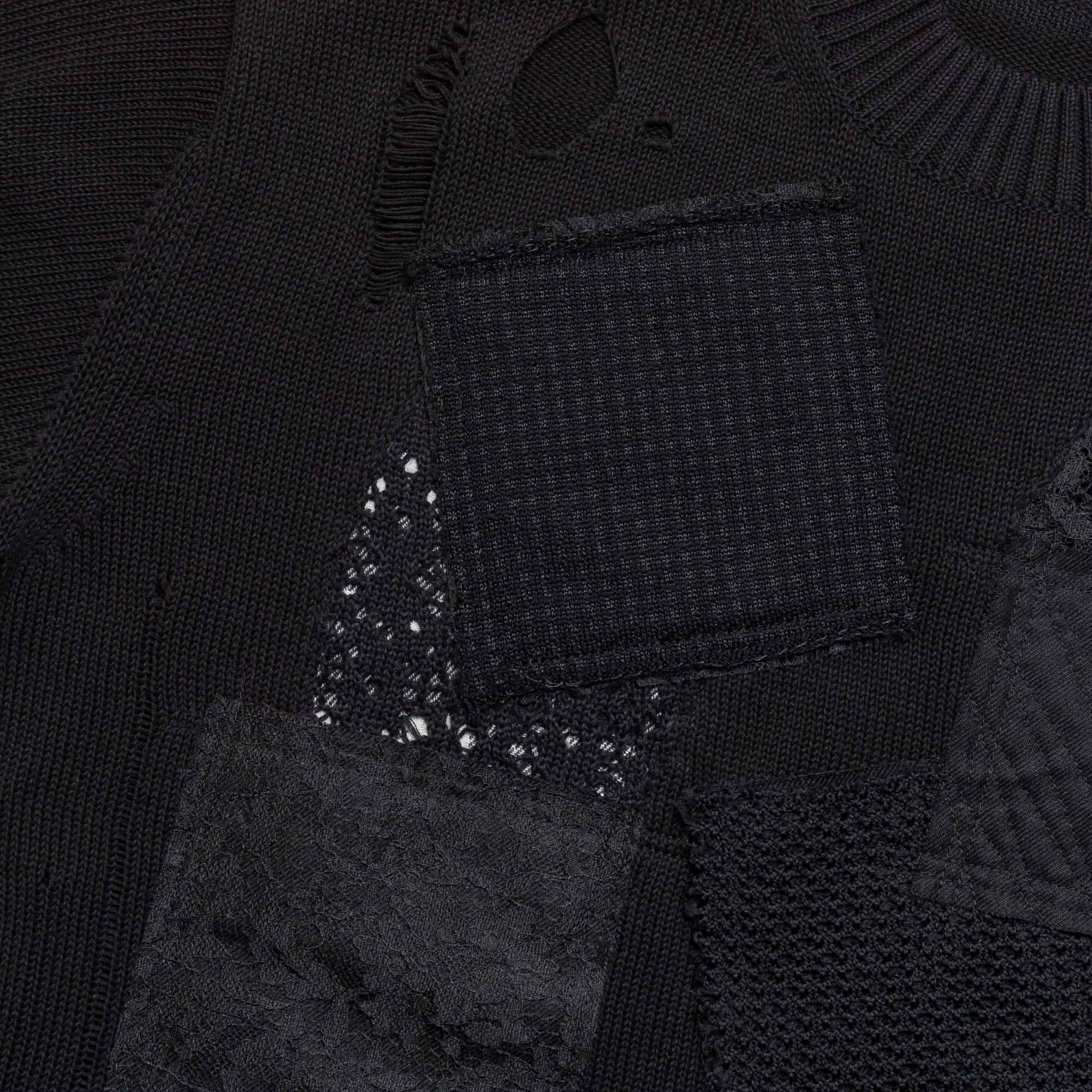 Cotton Jersey Patchwork Sweater - Black Recycled Polyester Blend Stay Warm