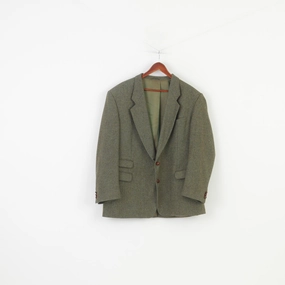 Trendy Jacket Design Kruger Men 48 XL Blazer Green Wool Breasted Elegant Vintage Konen Atelier Torino Jacket