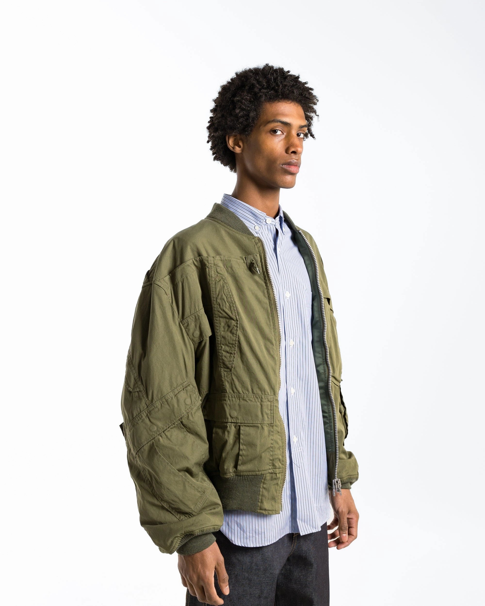 Transitional Layer Cotton Nylon Bomber x Needles - Khaki