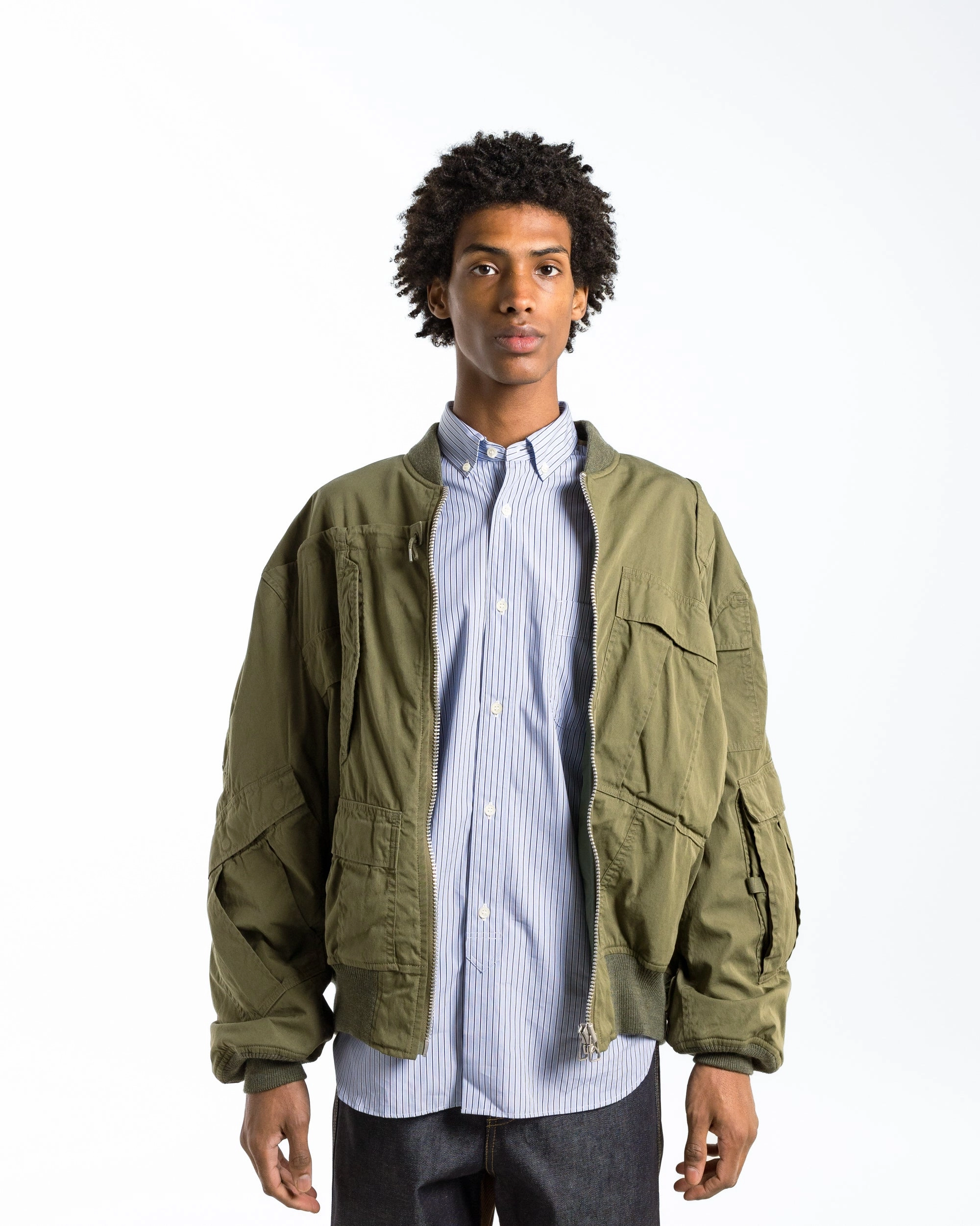 Functional Pocket Tear Resistant Material Cotton Nylon Bomber x Needles - Khaki