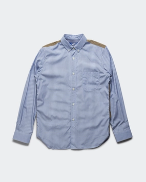 Odor Resistant Cotton Stripe Nylon Taffeta Shirt - Sax/Beige