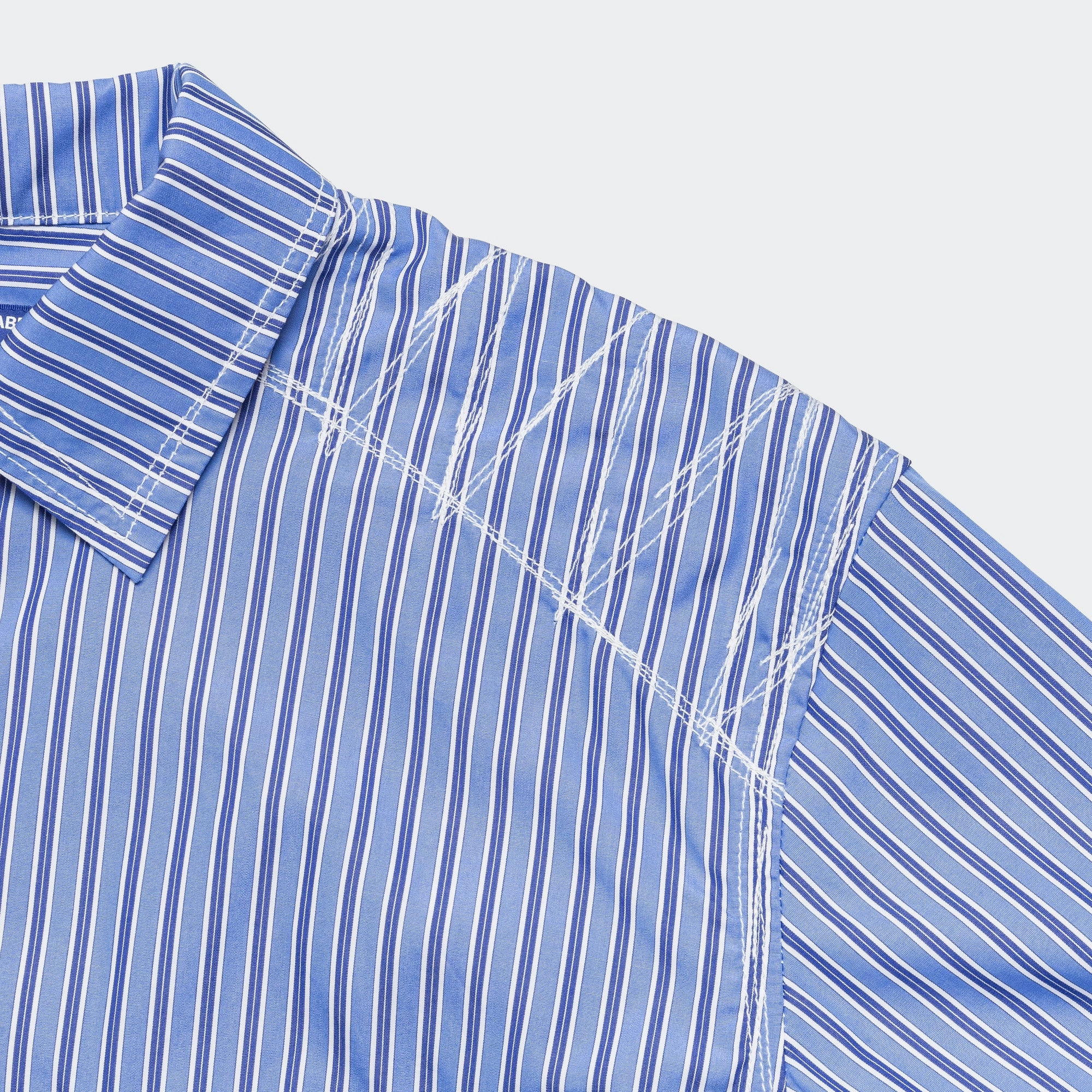 Cotton Stripe Panelled Shirt - Blue/Sax-White Practical Choice
