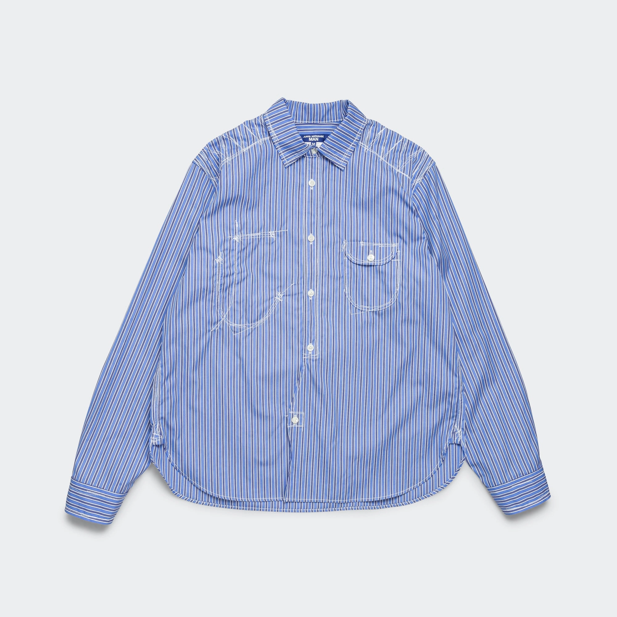 Youthful Vibe Cotton Stripe Panelled Shirt - Blue/Sax-White