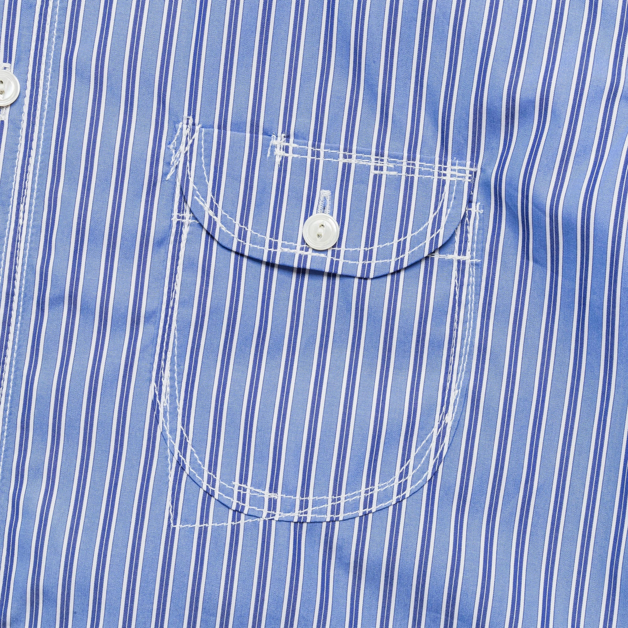 Cotton Stripe Panelled Shirt - Blue/Sax-White Soft Stretch Collar