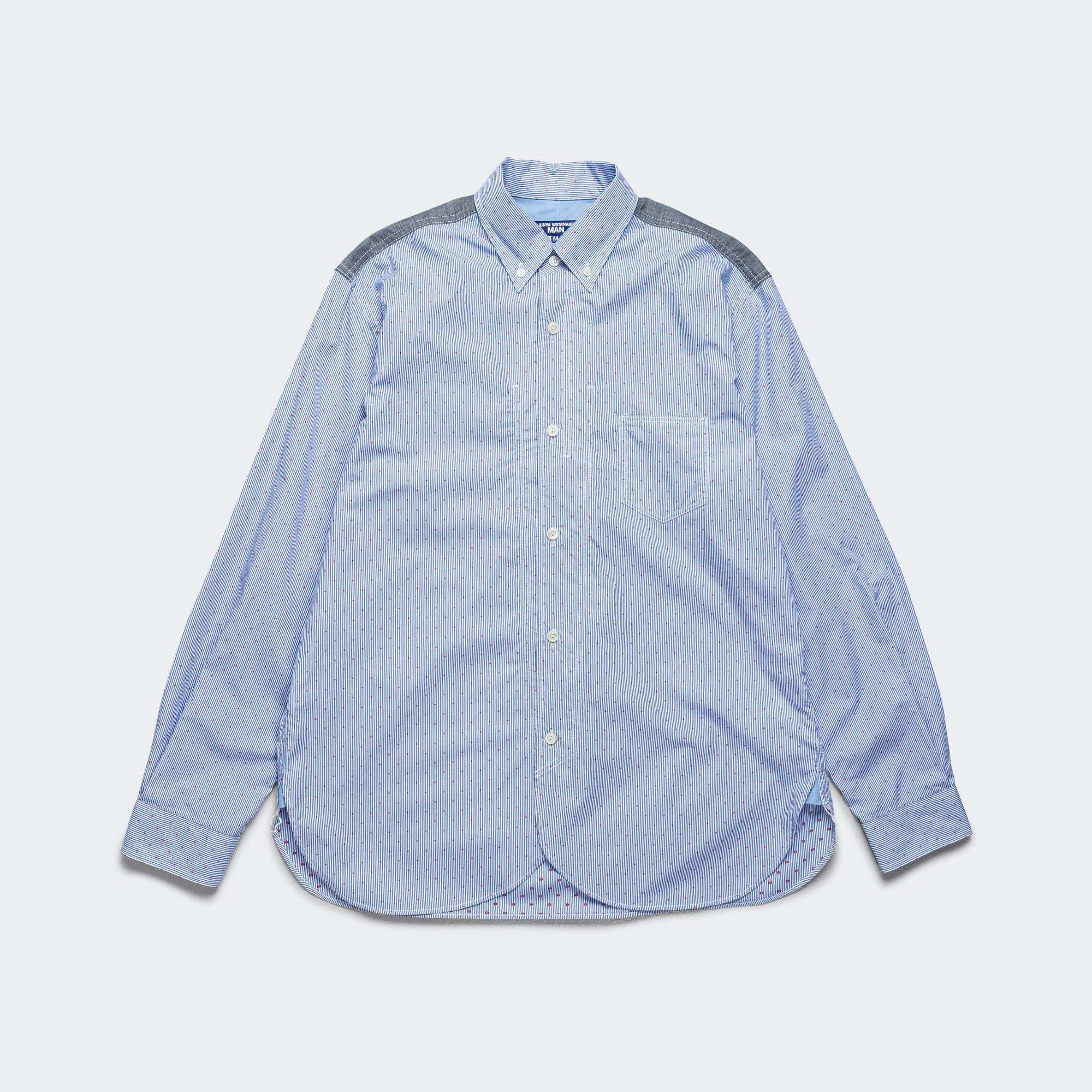 Effortless Style Polished Finish Cotton Stripe x Cotton Chambray - Blue/Grey