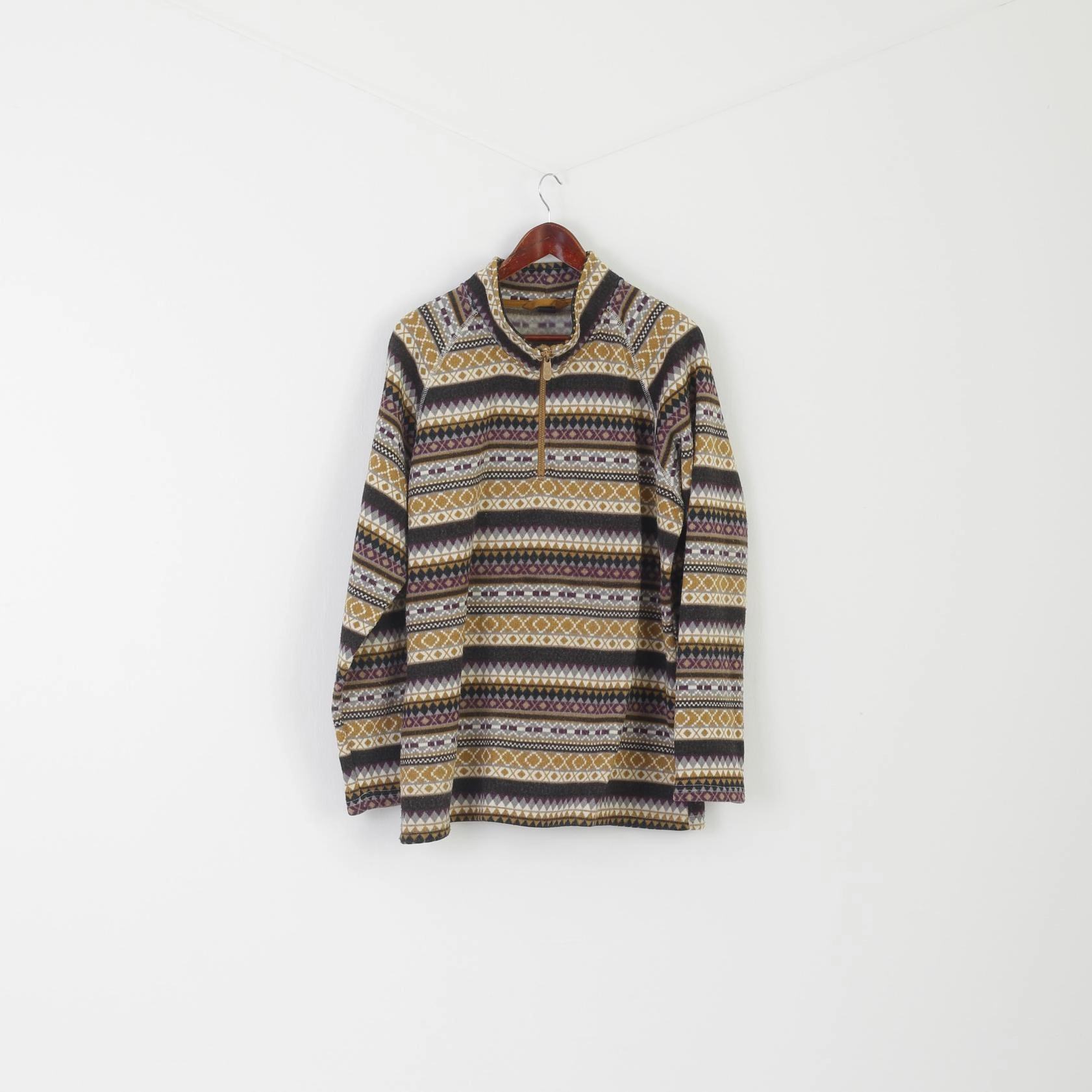 Cotton Traders Men 2XL Sweatshirt Multicolour Zip Aztec Vintage Sport Top product handmade uniqueness