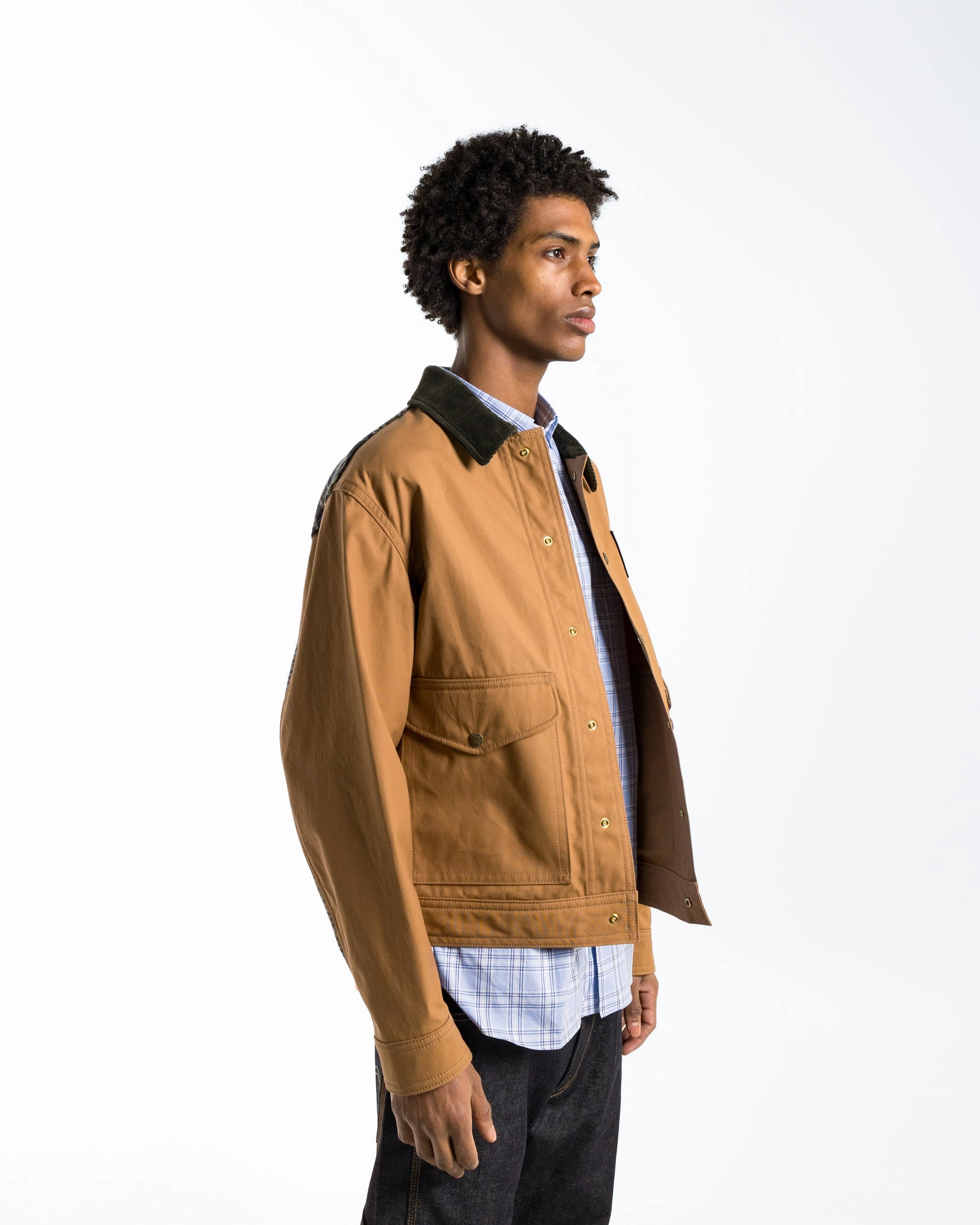 Cotton Wool Check Jacket x FILSON - Beige/Navy Neutral Fit Design Stylish Layer