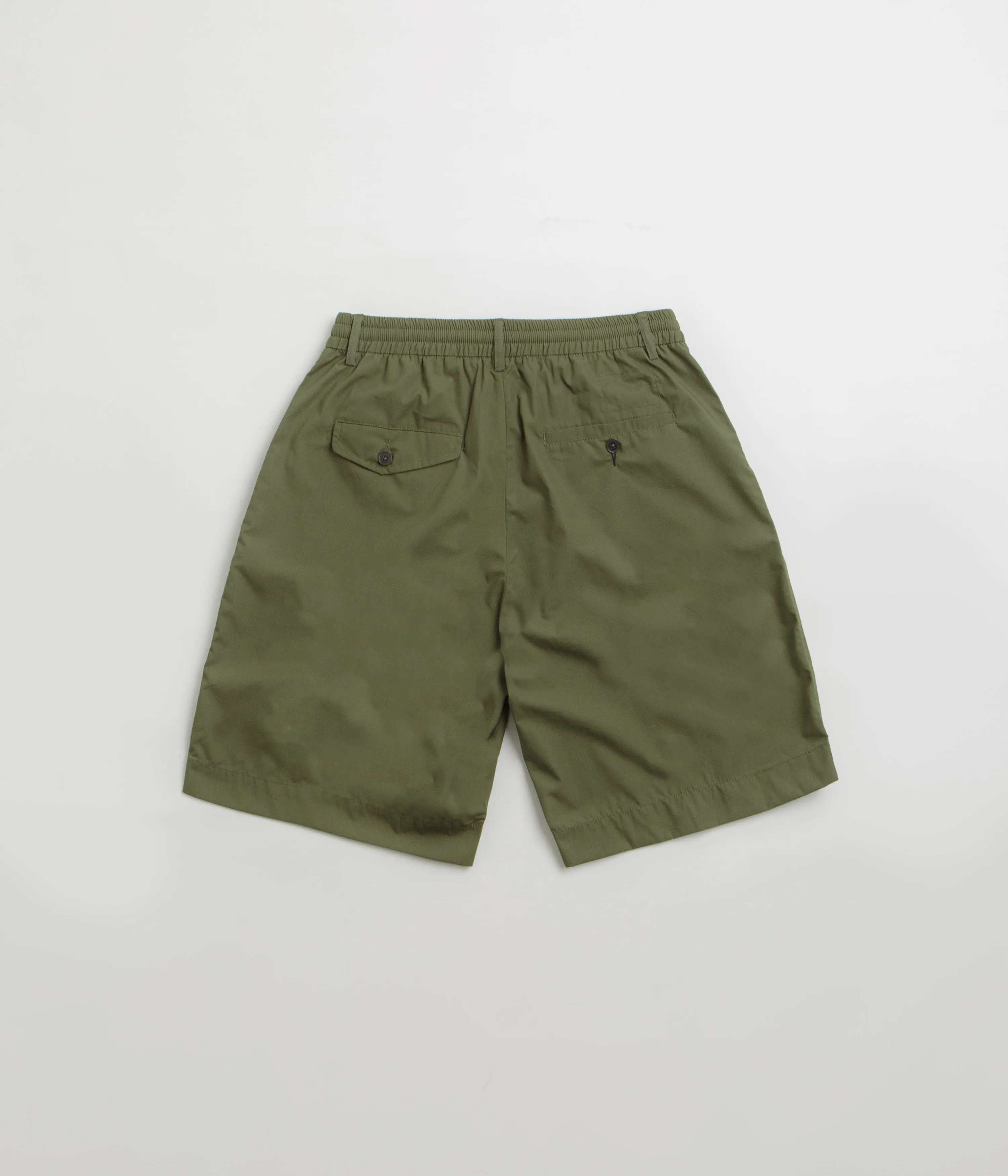Universal Works Pleated Track Shorts - Olive activewear option Flexible Cut
