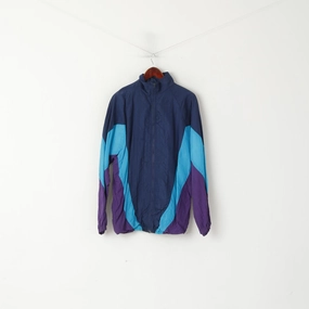 Template Krinkel Men XL Track Top Jacket Navy Nylon Triobal Oldschool Full Zipper Sport Top