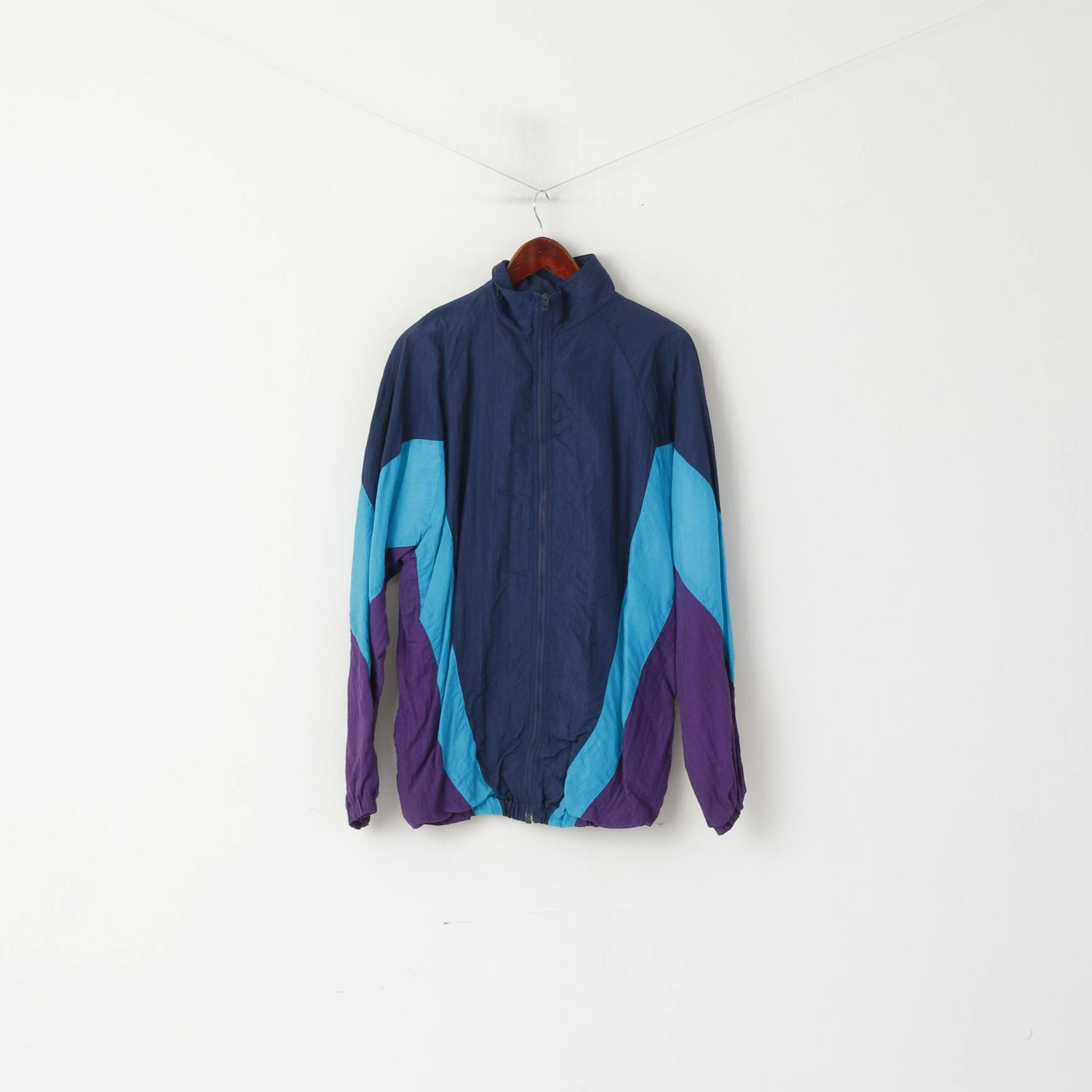 Template Krinkel Men XL Track Top Jacket Navy Nylon Triobal Oldschool Full Zipper Sport Top