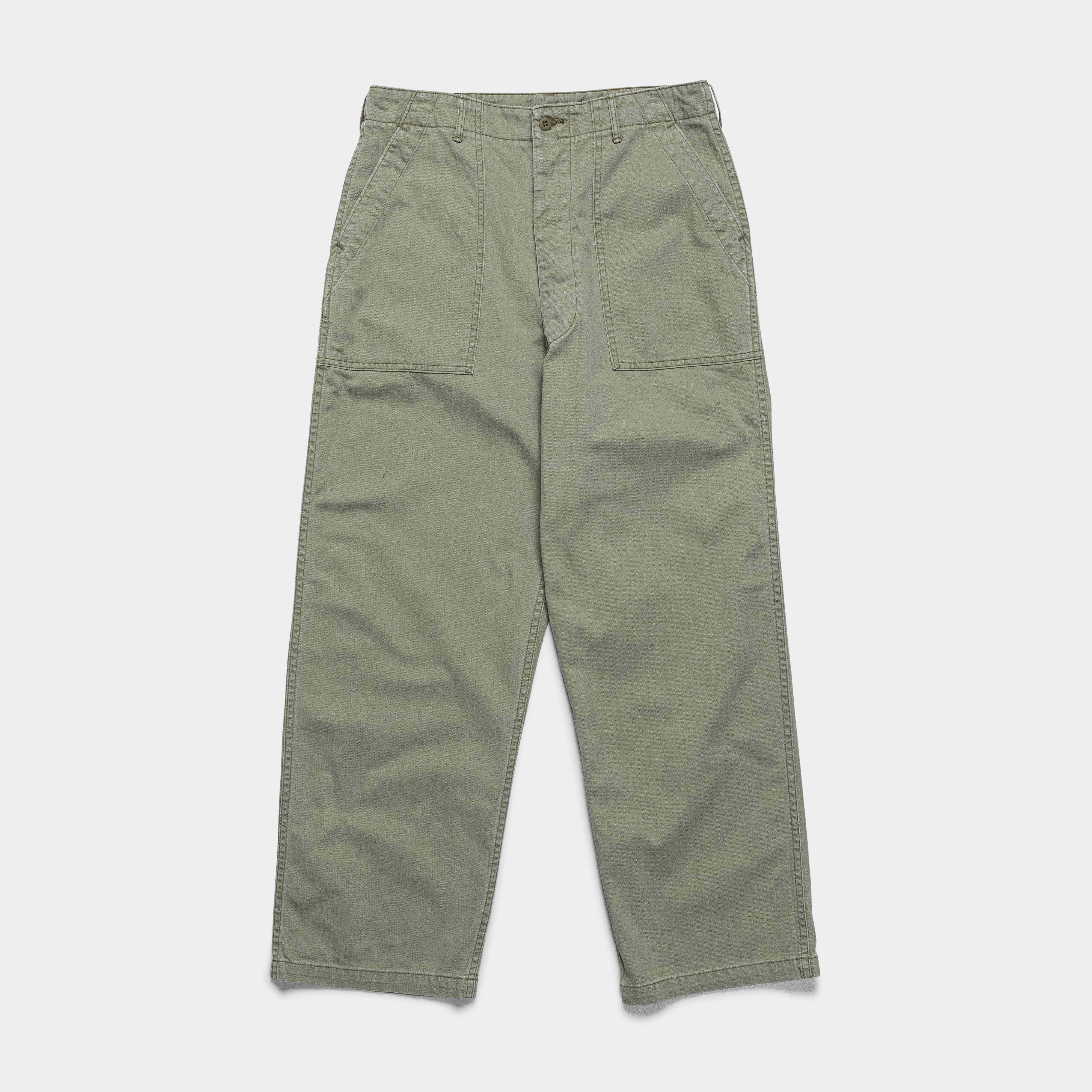 Herringbone Summer Fatigue Pants - Green Non Irritating Soft Texture