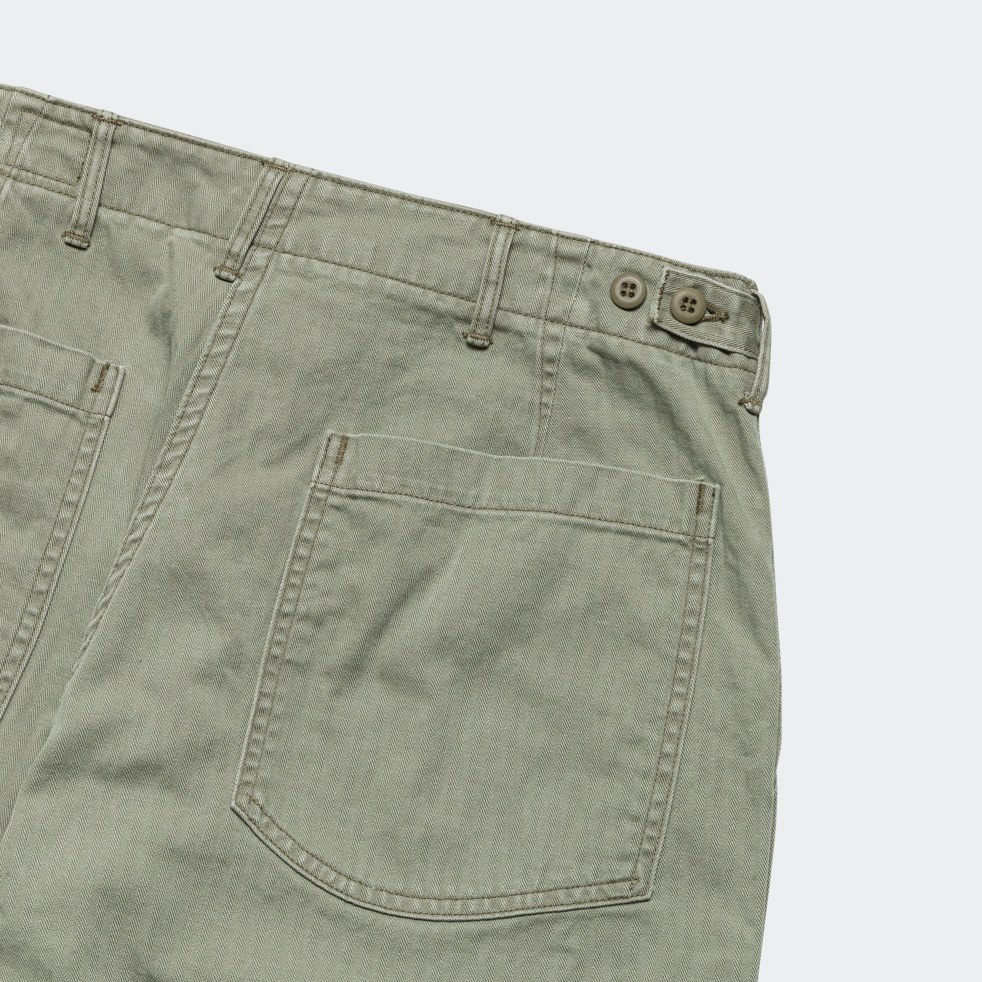 Stain Resistant Weave Movement Ease Herringbone Summer Fatigue Pants - Green