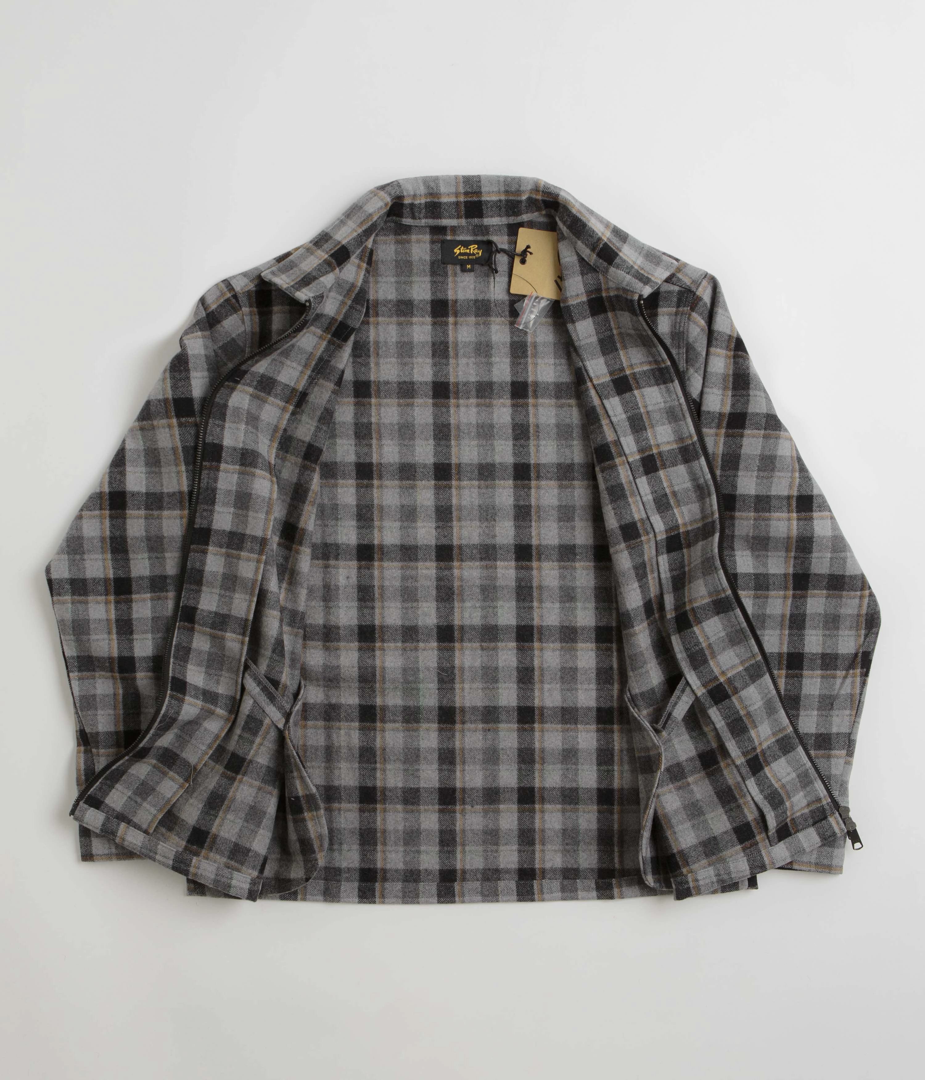 Stan Ray Zip Shirt - Charcoal Plaid Double Needle Hemming