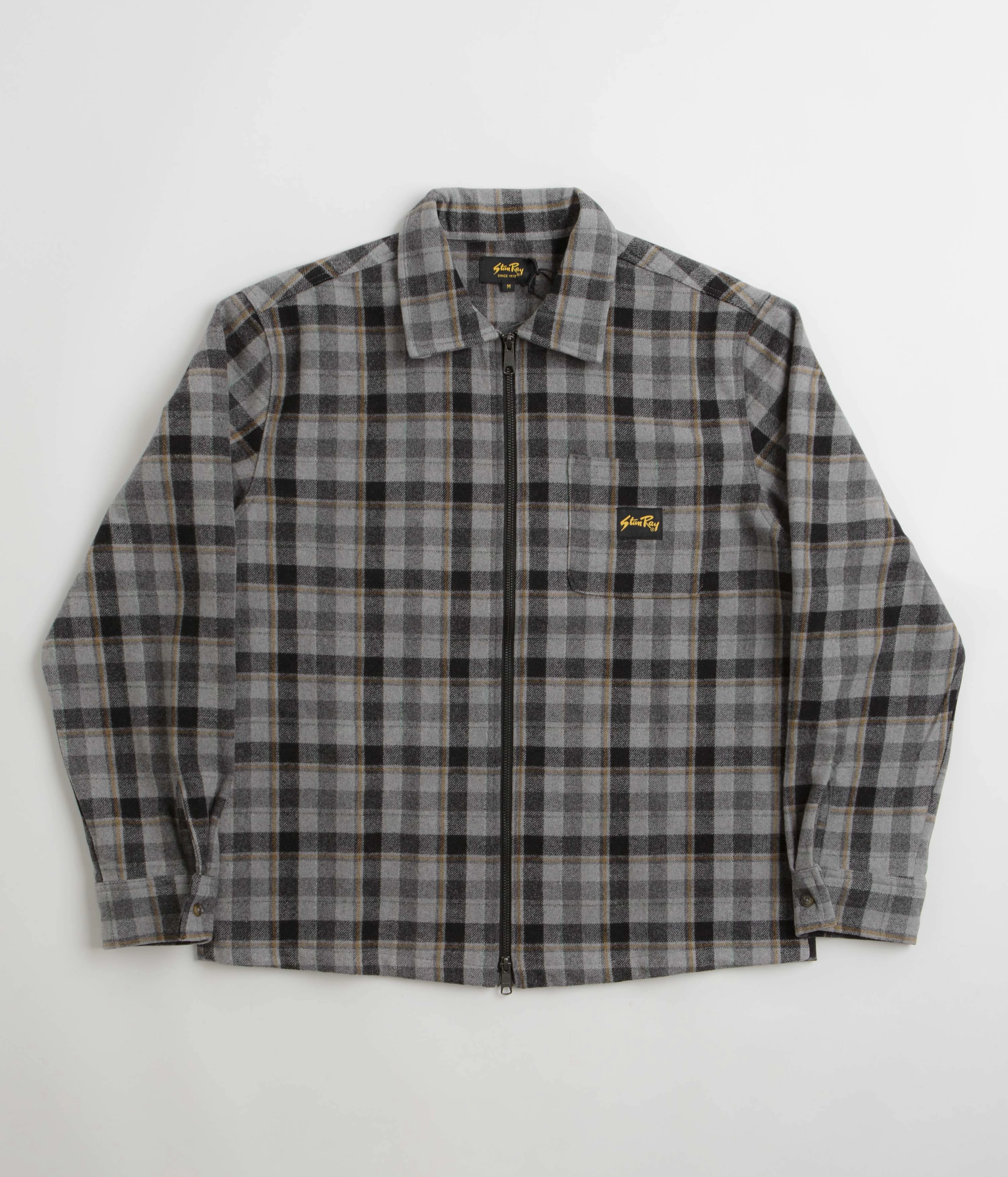 Backpacking Trip Solid Hue Stan Ray Zip Shirt - Charcoal Plaid