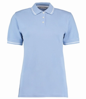 Non Restrictive Cuff Minimalist Style Ladies St Mellion Contrast Tipped Polo | LIGHT BLUE/WHITE