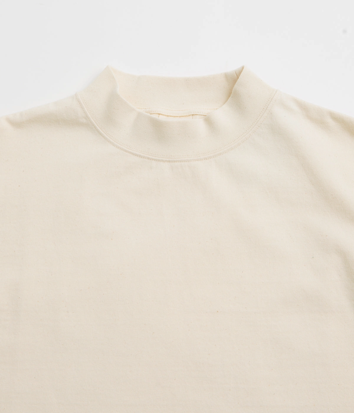 Snow Peak Recycled Cotton Heavy Mockneck T-Shirt - Ecru Flexible Shoulder Seams Eco friendly materials
