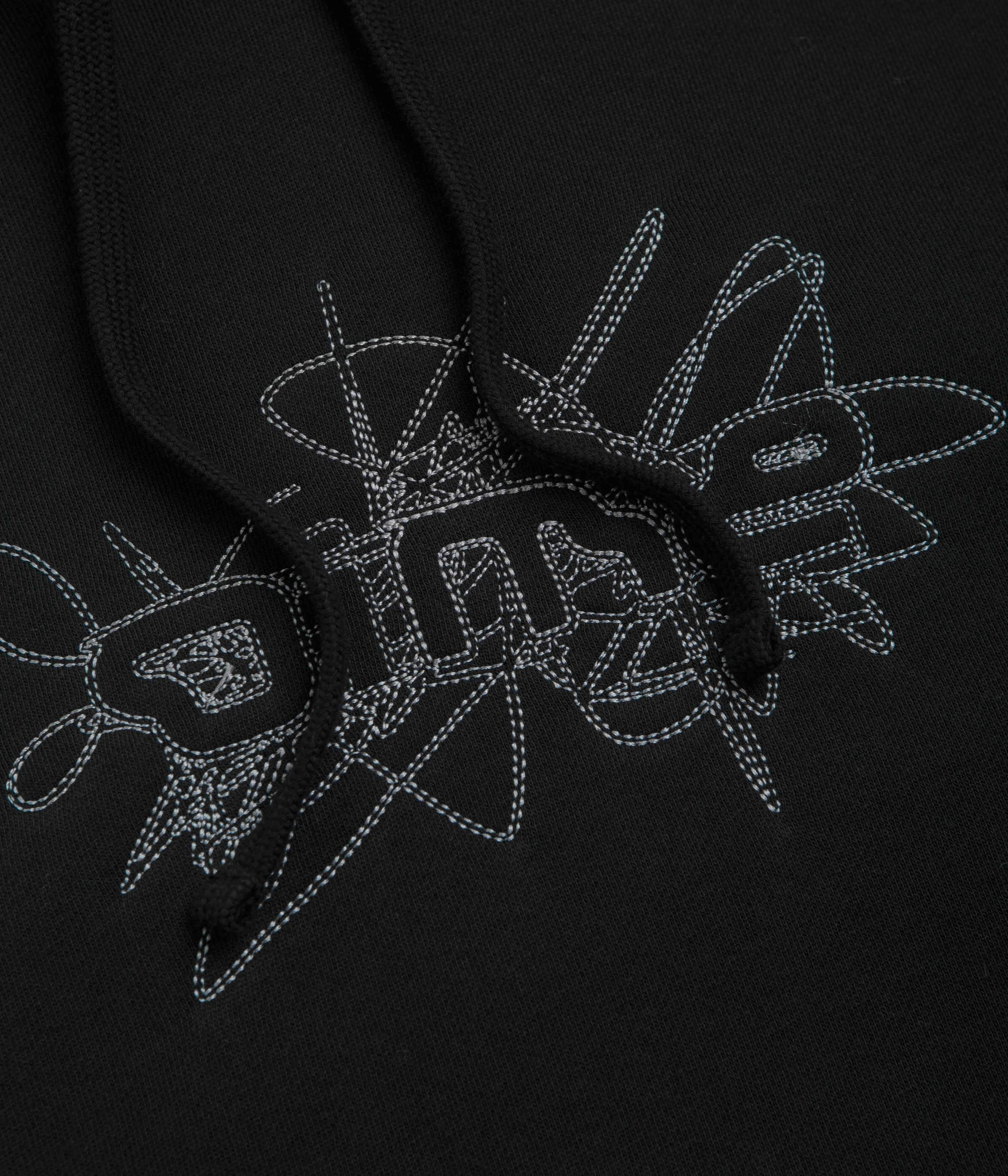 Zippered Front Closure Dime Glyph Hoodie - Black
