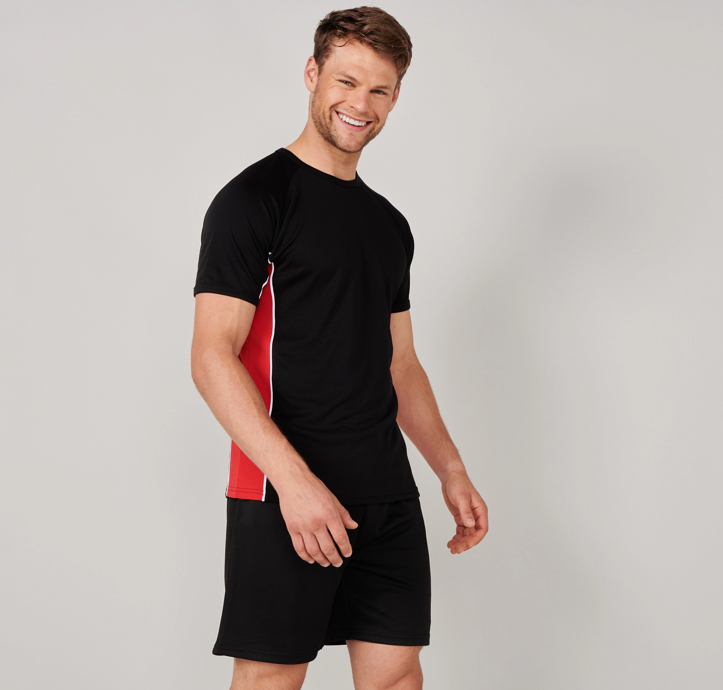 Performance Panel T-Shirt | BLACK/RED/WHITE Seasonal top Slim Silhouette