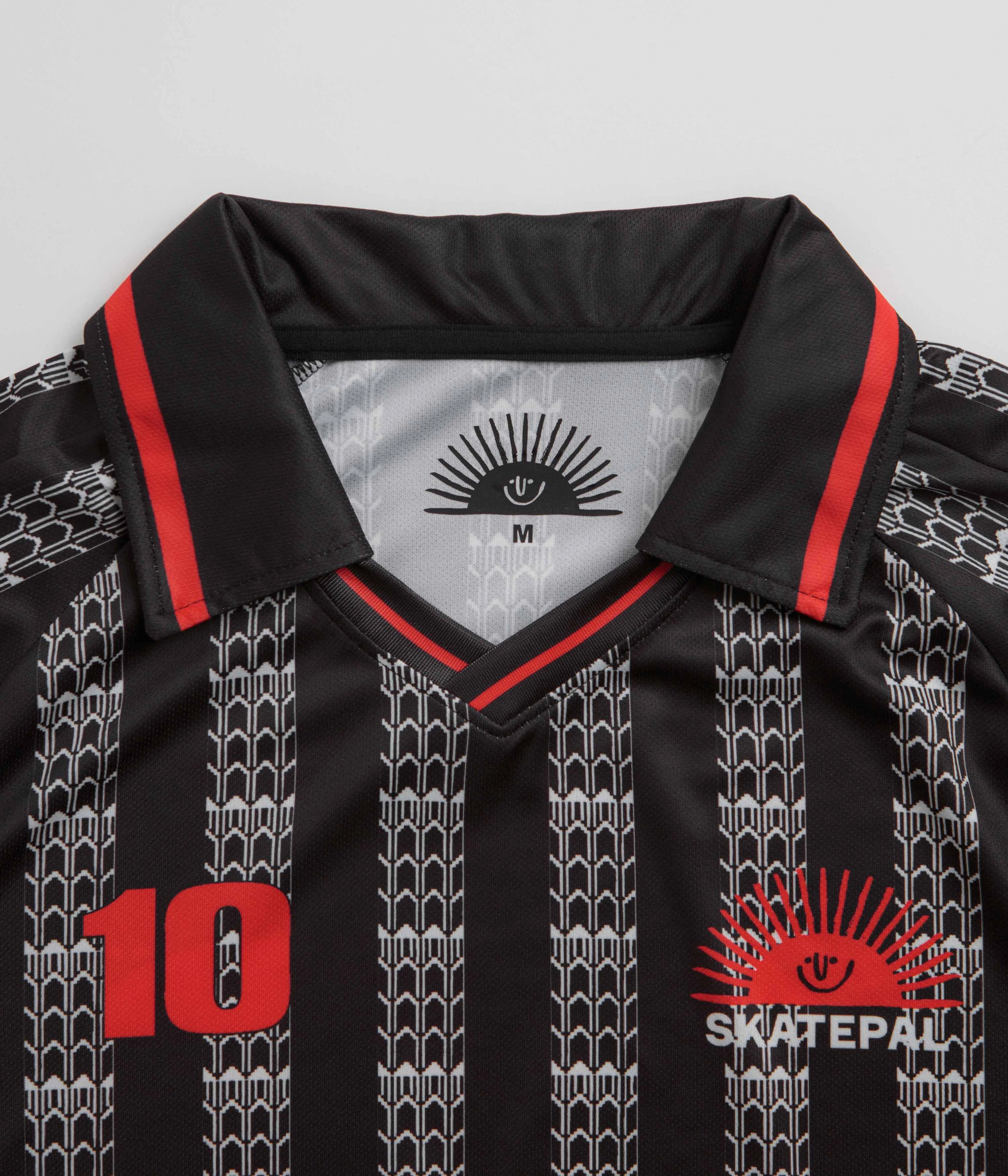 Seamless Shoulder Trend-Driven SkatePal Anniversary Football Shirt - Black / Red