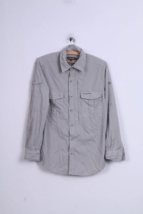 CRAGHOPPERS Mens S Casual Shirt Top Beige Detailed Buttons Non Irritating Seams