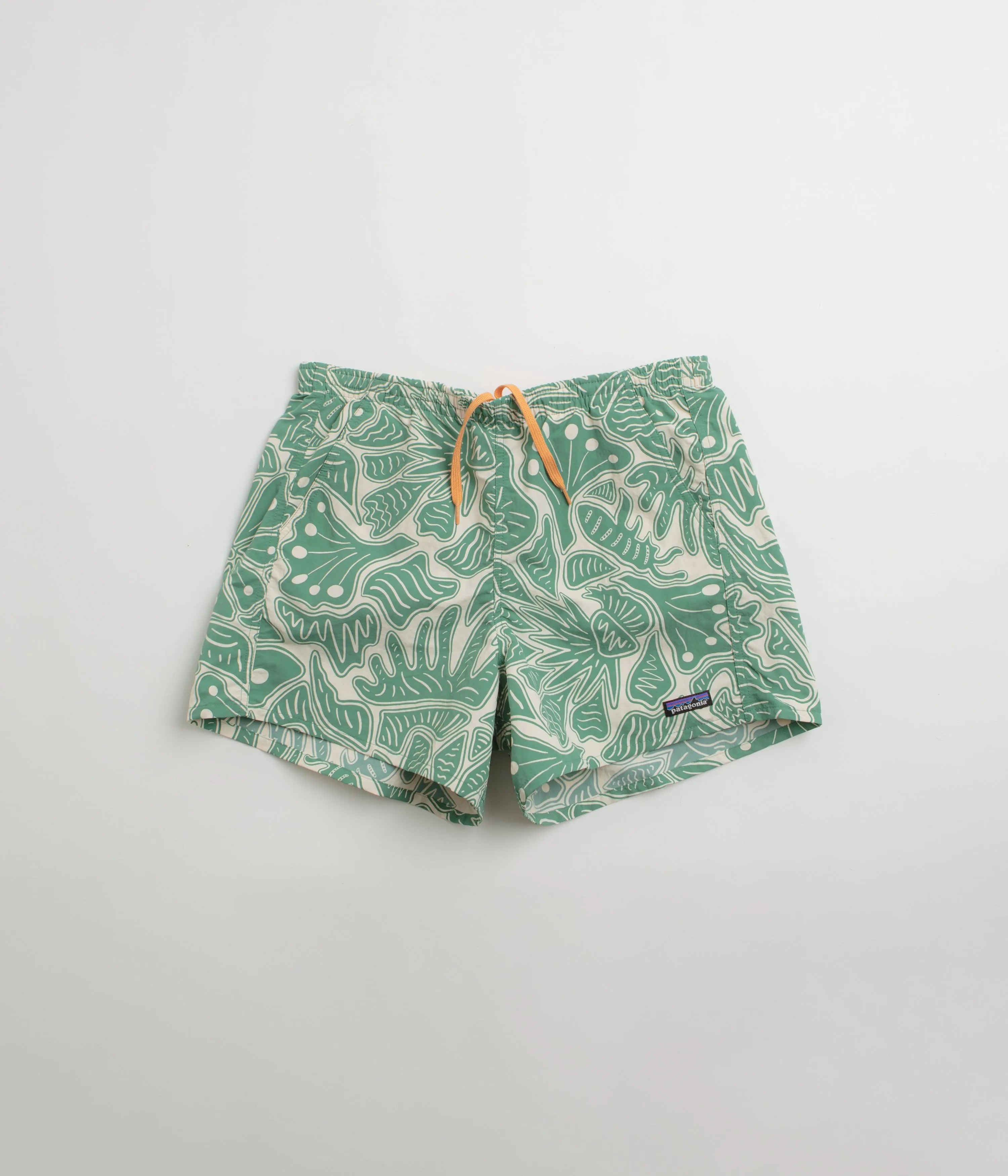 Warm Season Patagonia Womens Baggies 5" Shorts - Bees and Flowers: Heartleaf Green