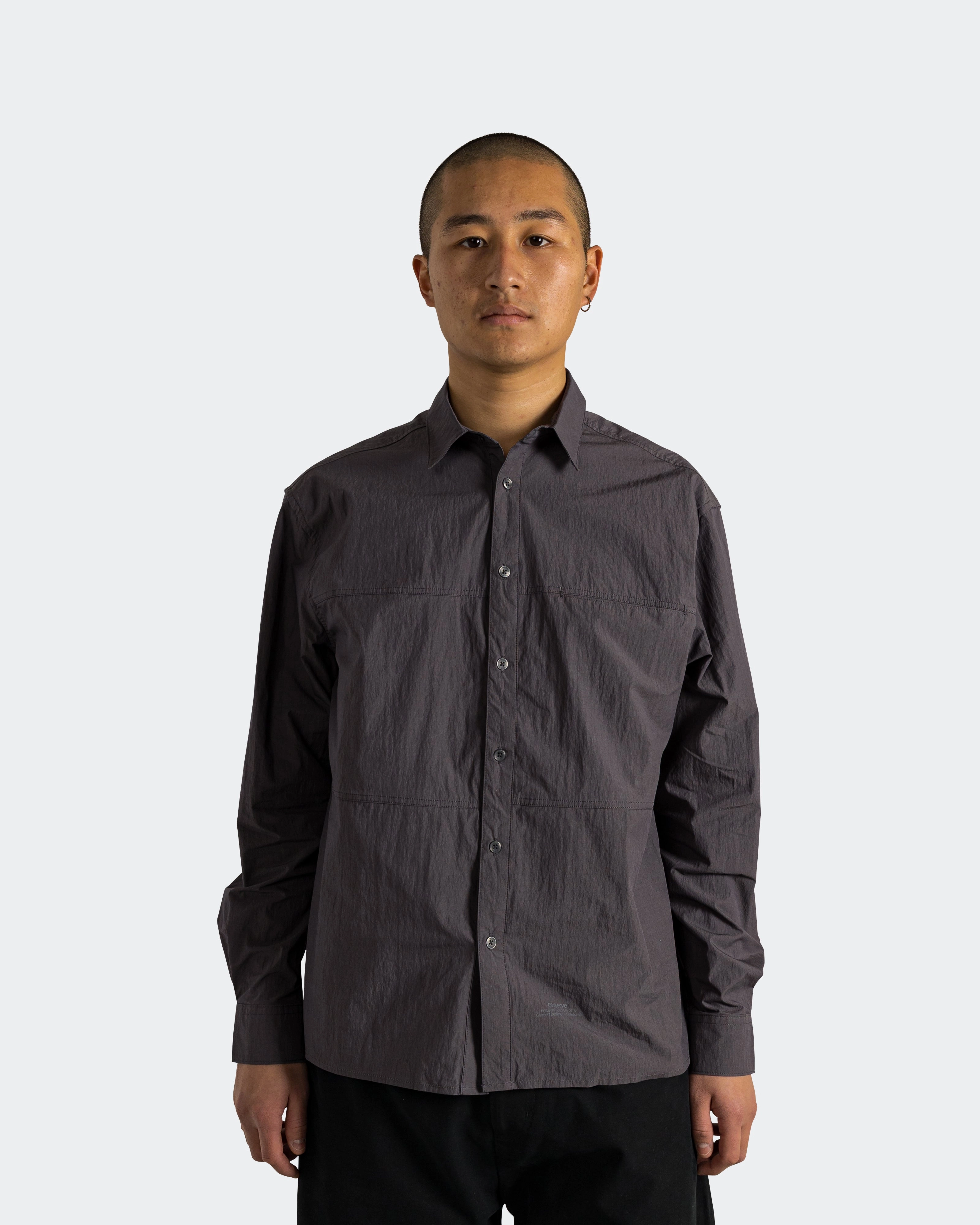 Crinkle Cotton Panel Shirt - Charcoal Non-irritating decorative element