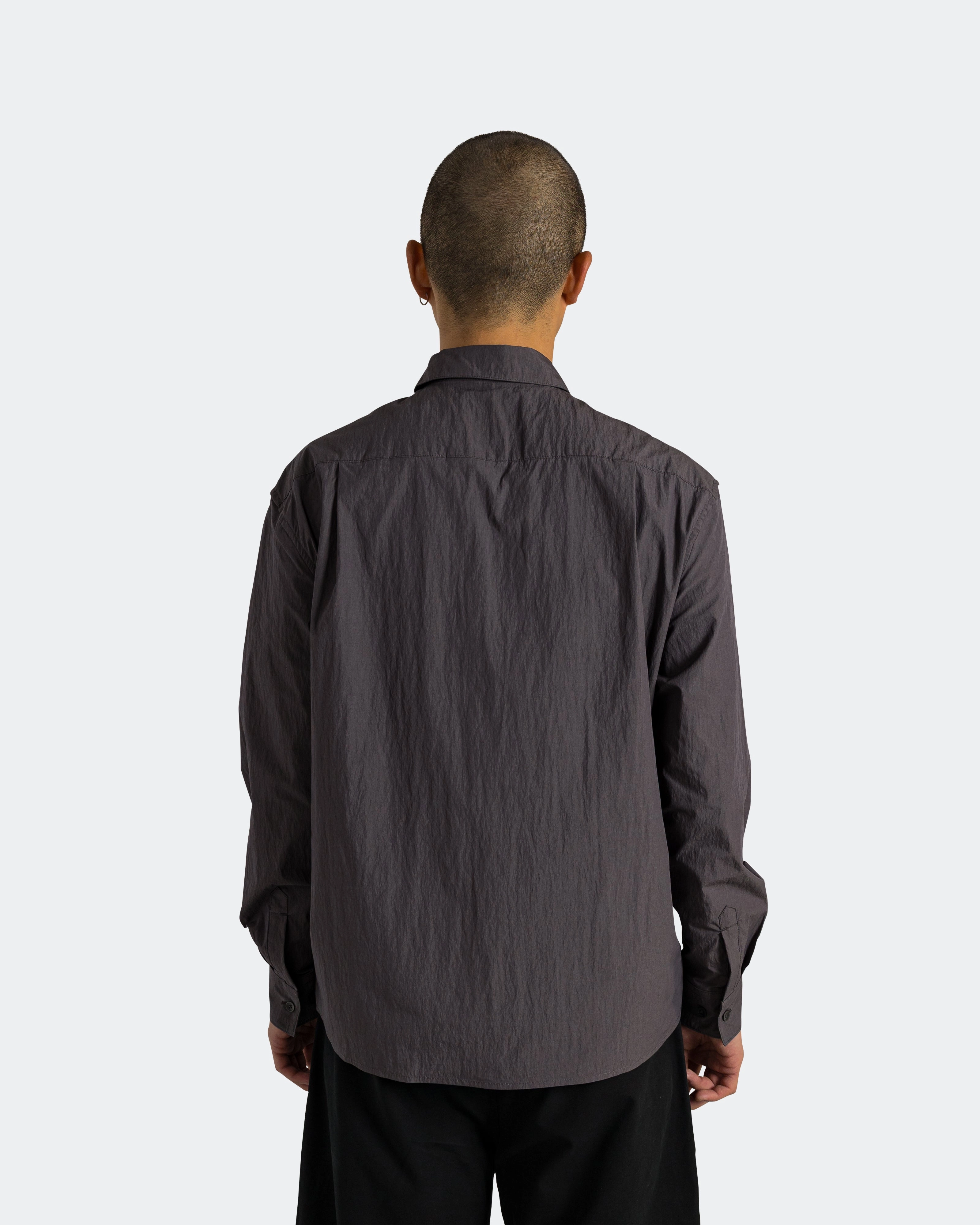 Crinkle Cotton Panel Shirt - Charcoal Youthful Style