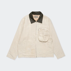 Advanced Insulation All Day Layering Cropped Jacket - Kantha Embroidery Ecru/Olive