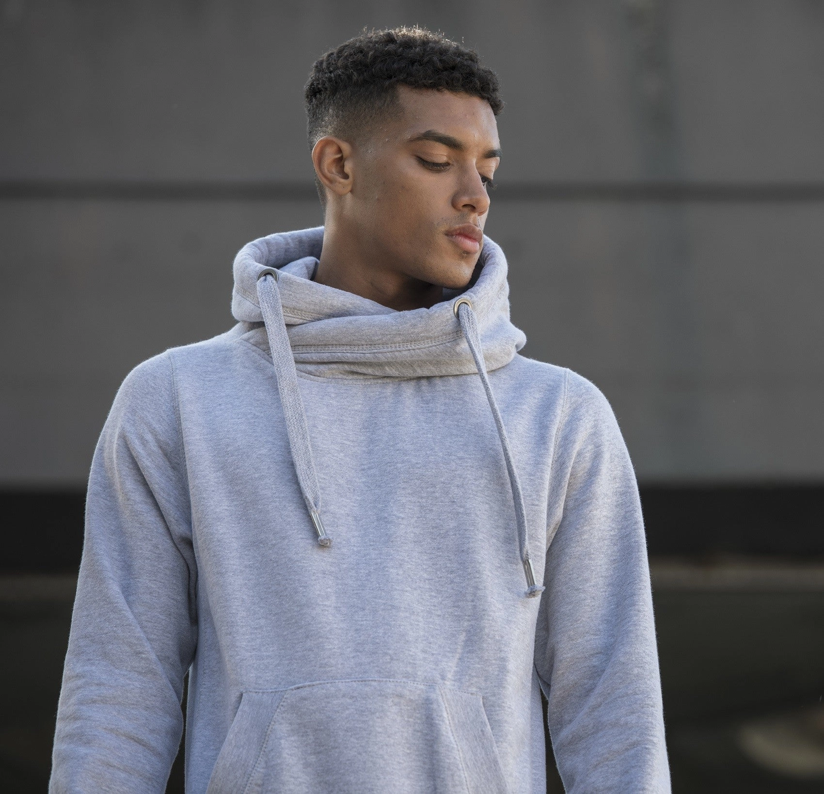 individuality Cross Neck Hoodie | HEATHER GREY