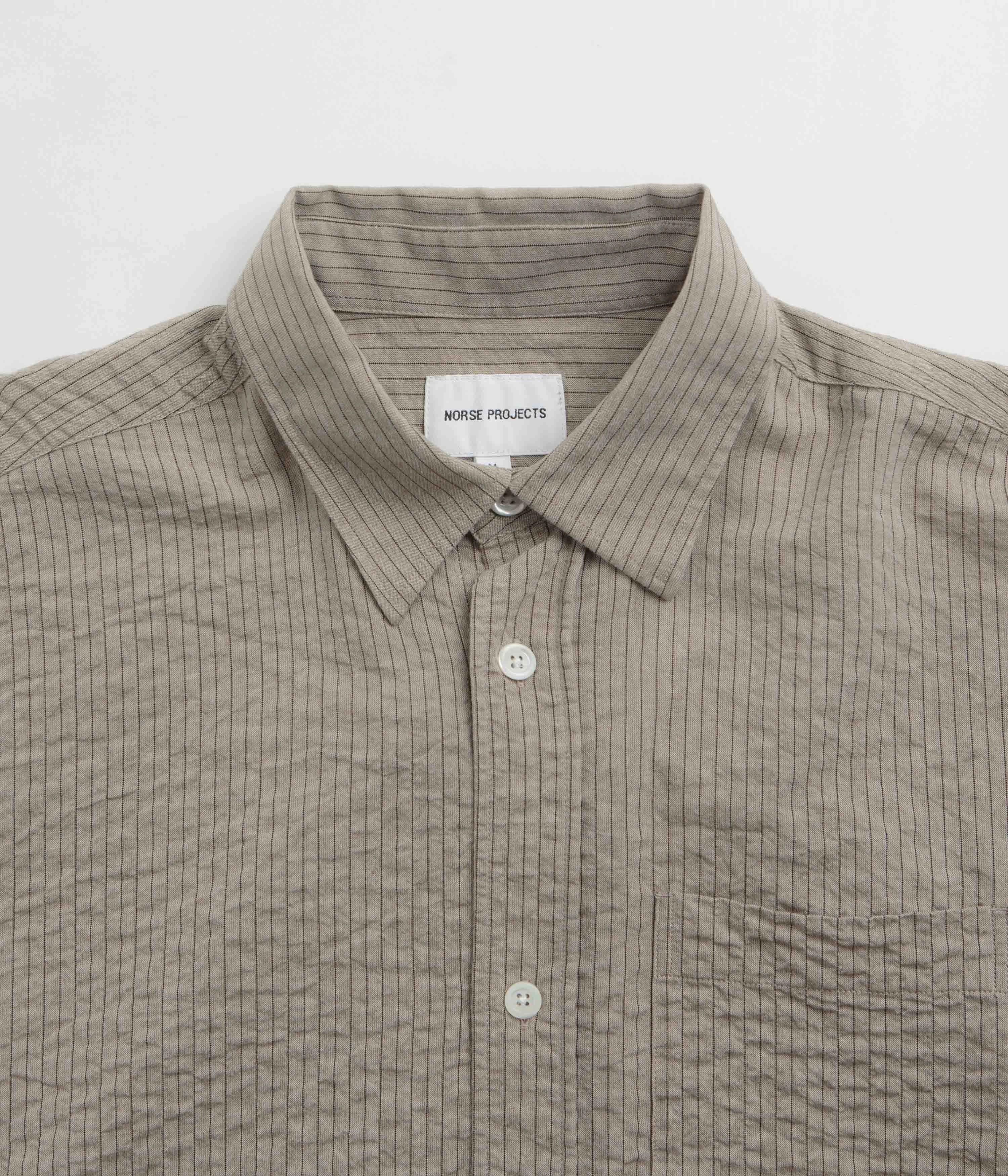 Solid Color Norse Projects Mo Oversized Striped Shirt - Clay