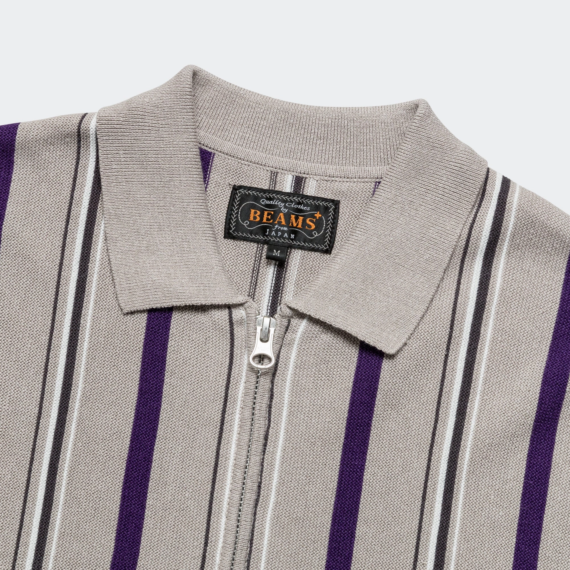 Zip Knit Stripe Polo - Light Grey Casual Friday Durable Material