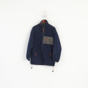 Office Comfort Lightweight Comfort American Exchange Men L Jacket Navy Green Double Sided Fleece Zip Up Sportswear