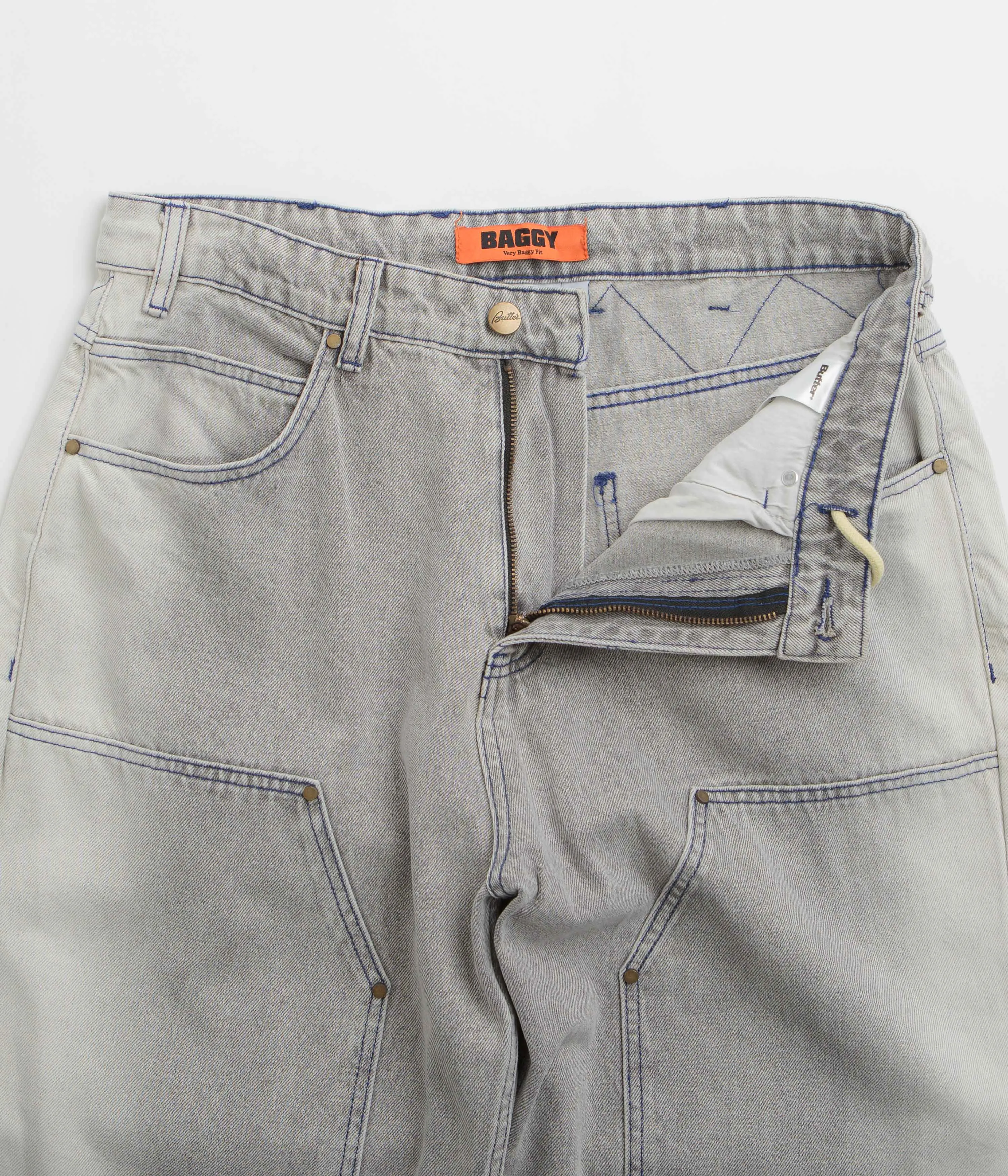 Butter Goods Bronco Jeans - Washed Grey Reinforced Belt Loops Soft Date Night Street Fashion
