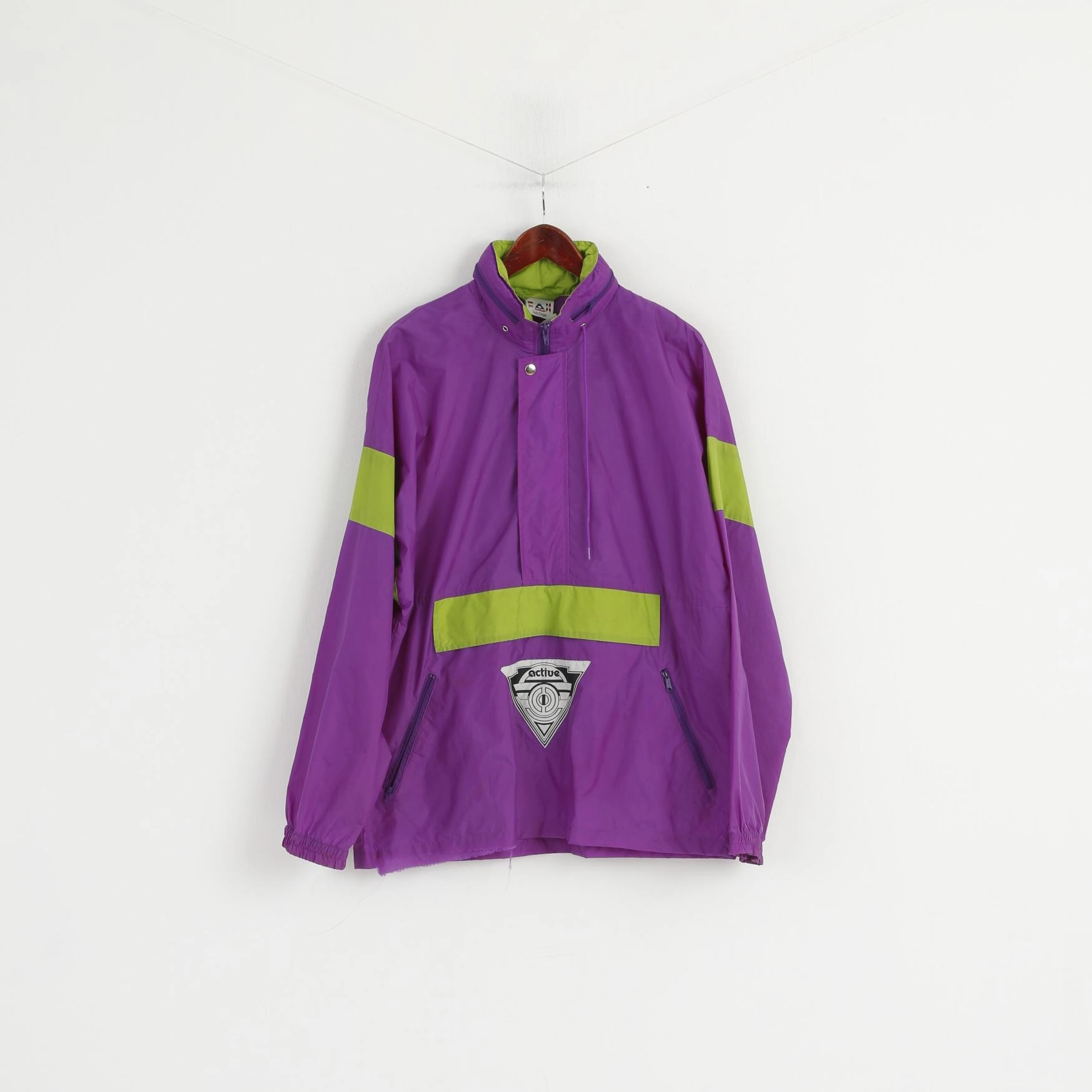 Anti Static Material Active Men L Rain Jacket Purple Pullover Nylon Waterproof Retro Hidden Hood Top