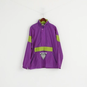 Anti Static Material Active Men L Rain Jacket Purple Pullover Nylon Waterproof Retro Hidden Hood Top