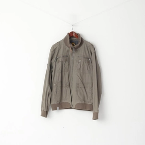 Waterproof Wear Product Tom Wolfe Men XXL (XL) Jacket Khaki Army Full Zipper Cotton Harrington Casual Top