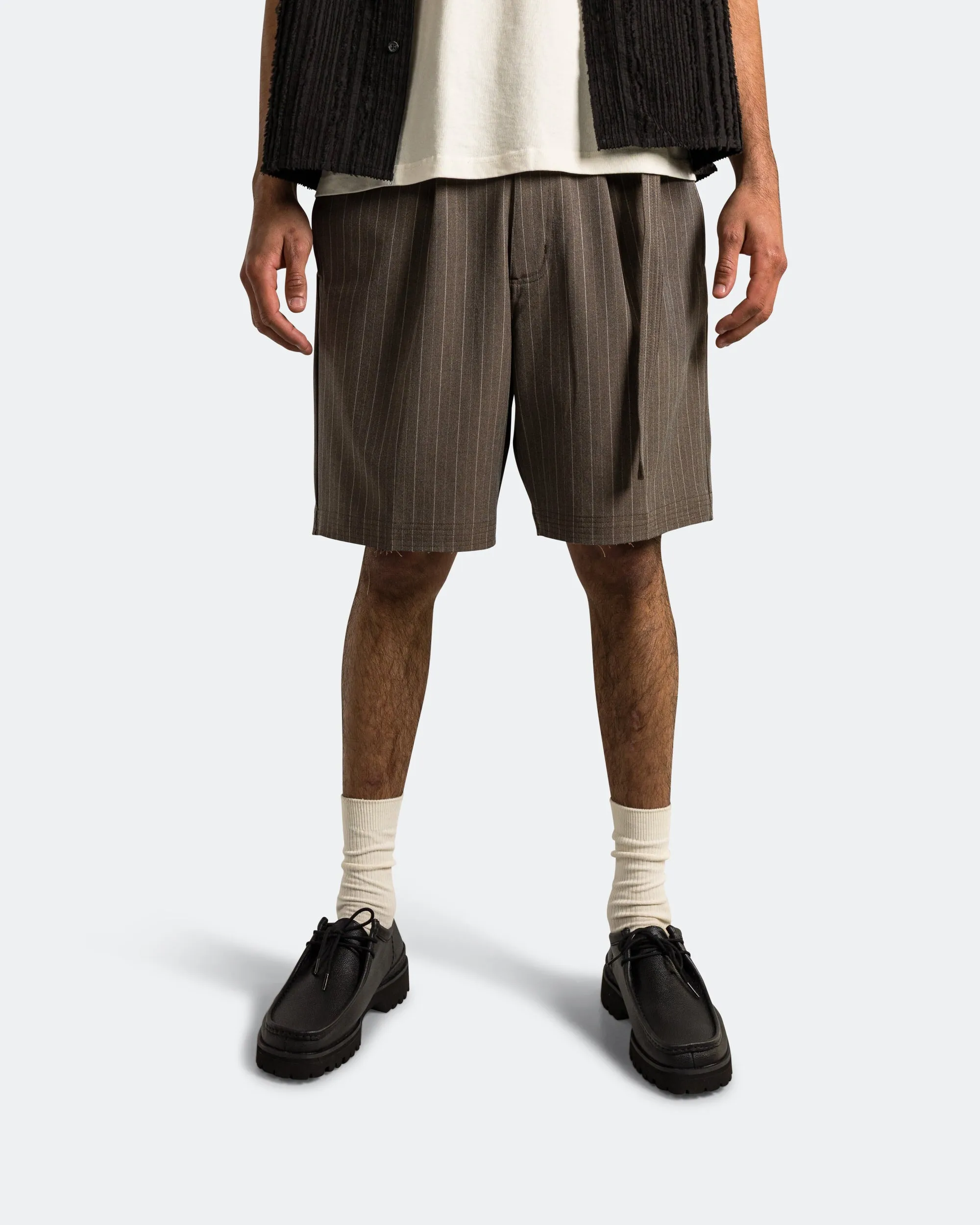 Cut Short - Brown Pinstripe Fitness Look Sport Friendly