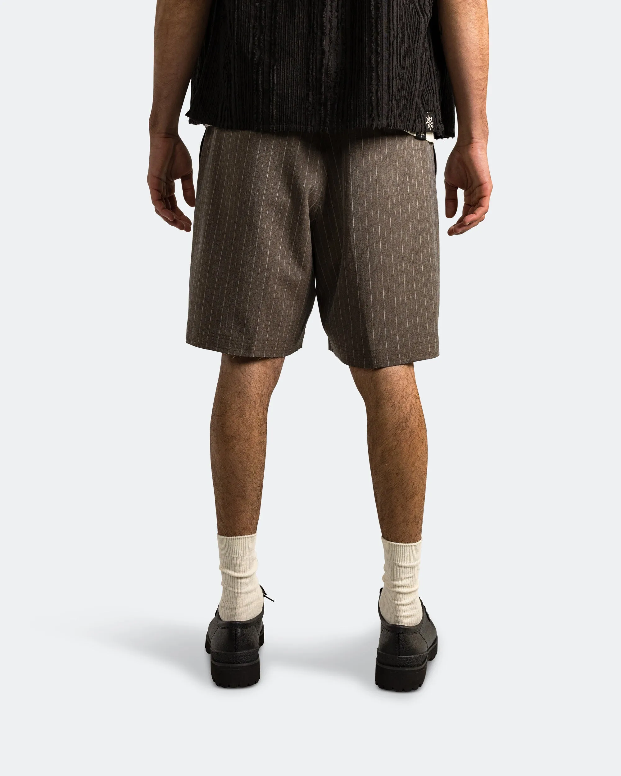 Cut Short - Brown Pinstripe Reinforced Stitching