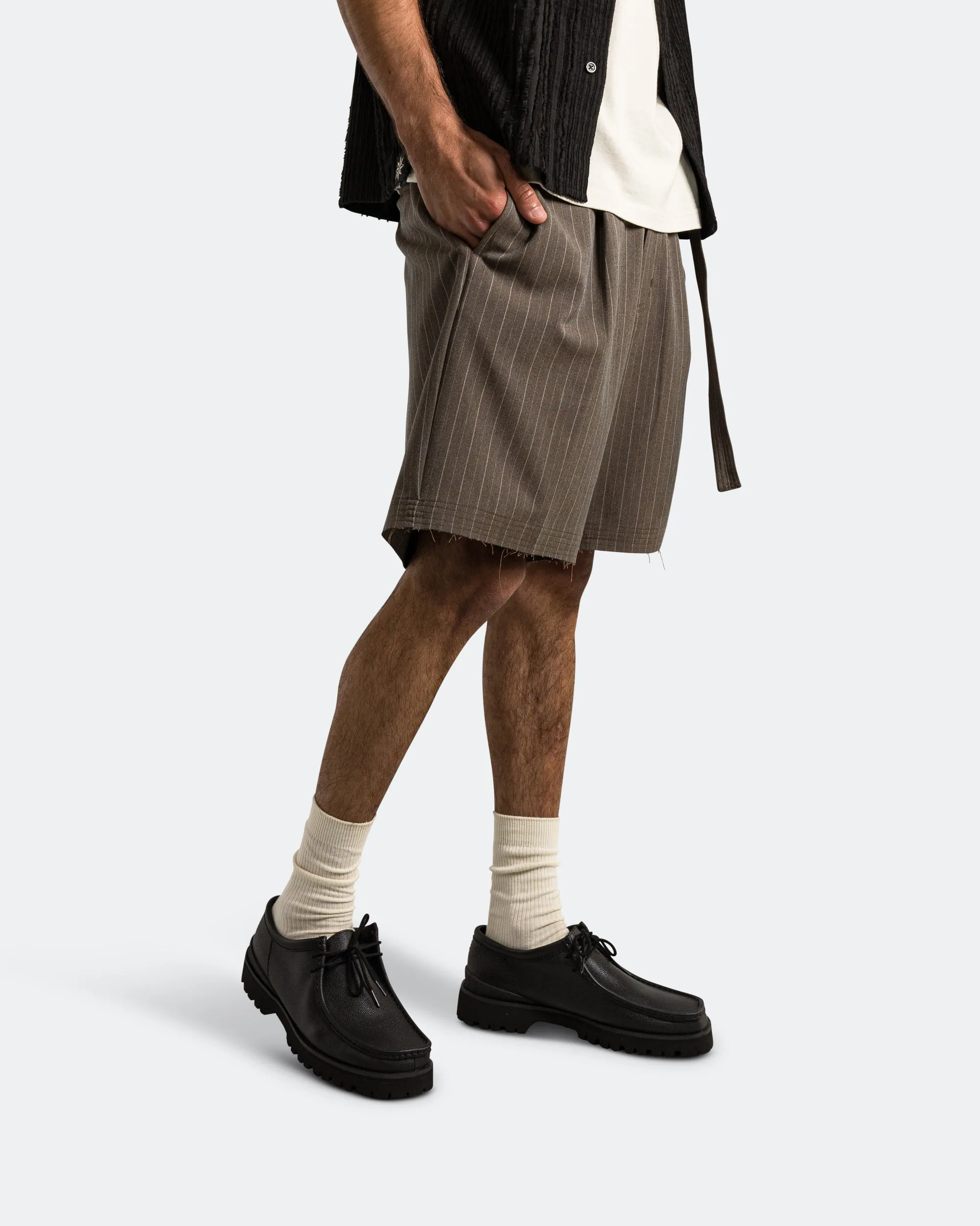 Cut Short - Brown Pinstripe Waterproof Feature Free Size Adjuster