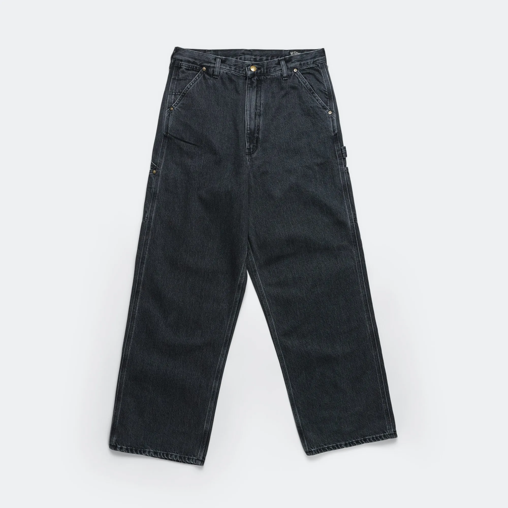 Classic Wear Street Fashion Dad's Fit Painter Pants - Black Denim Stone Wash