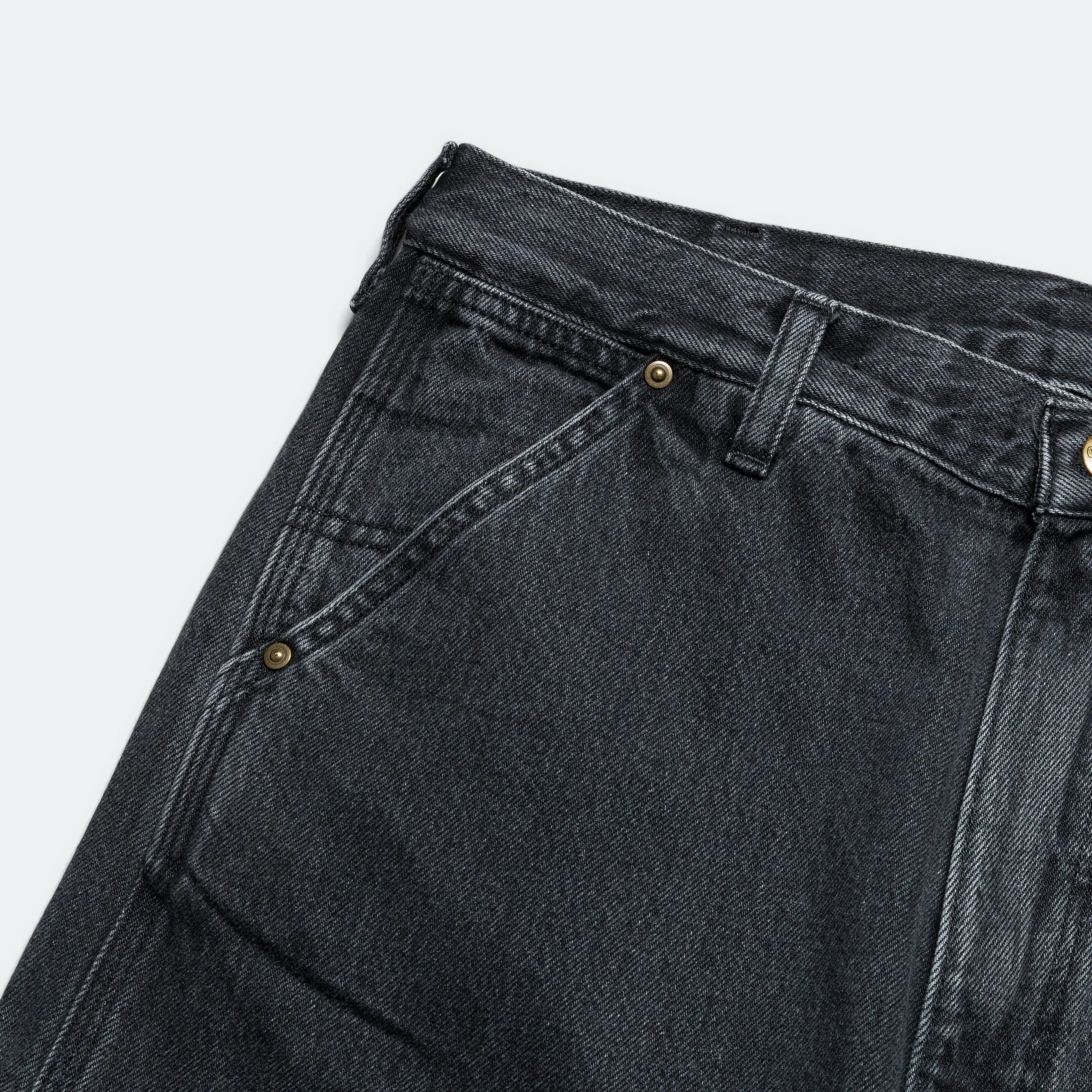 Dad's Fit Painter Pants - Black Denim Stone Wash Reliable Basic City Walk Bold Look