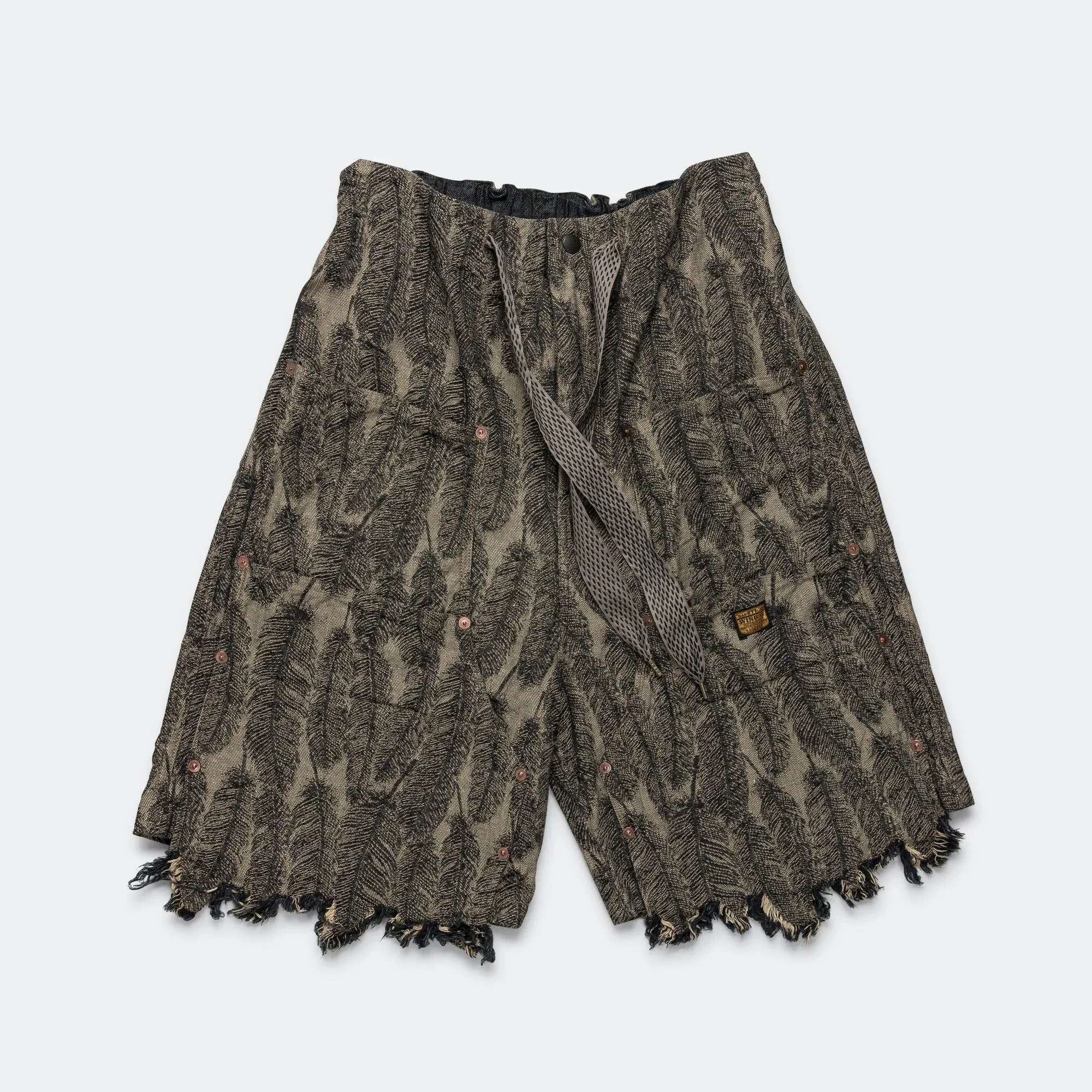 Urban Look 12oz MAGPIE Denim W-Knee Easy Short Pants - Black/Beige