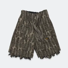 Urban Look 12oz MAGPIE Denim W-Knee Easy Short Pants - Black/Beige