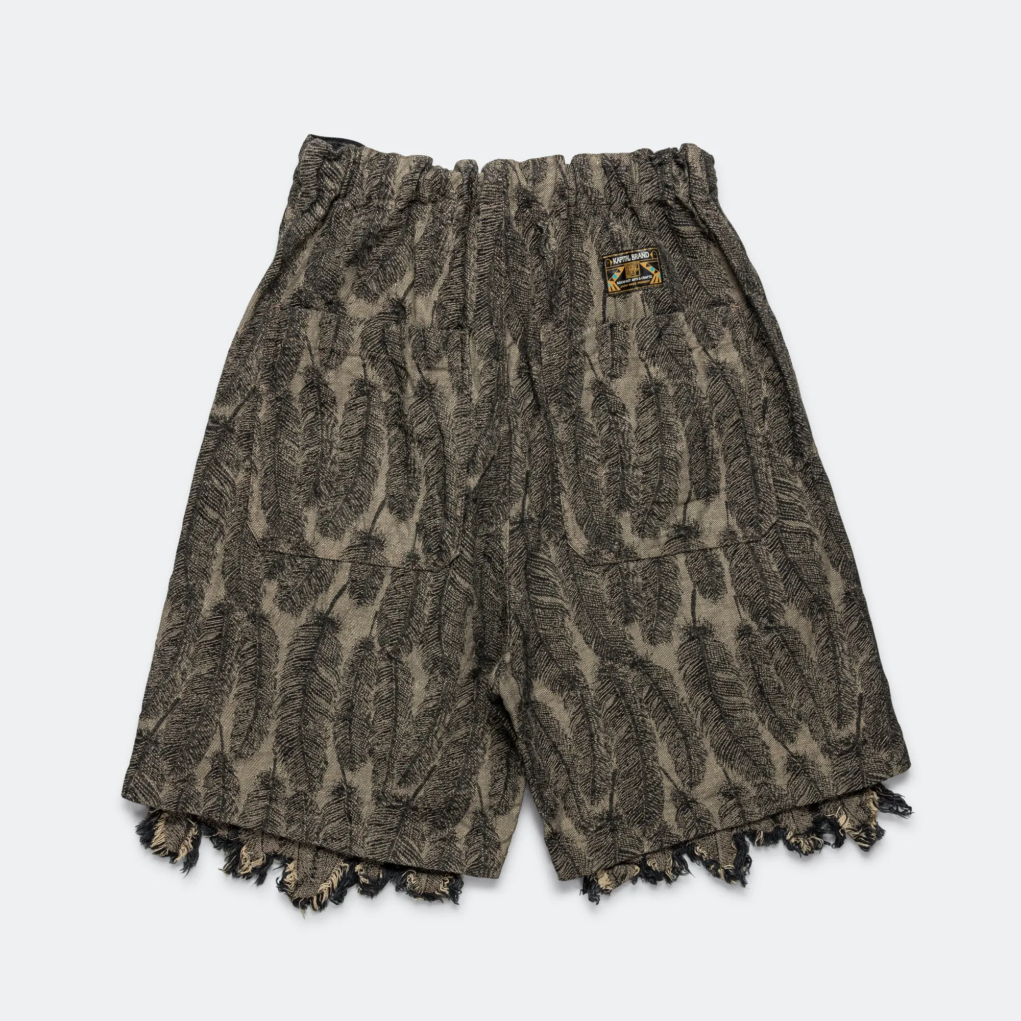 Sunny Vibes Vibrant Relaxed Style 12oz MAGPIE Denim W-Knee Easy Short Pants - Black/Beige