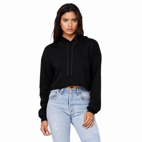 Street Inspired Compact Packable Women's Cropped Fleece Hoodie | BLACK