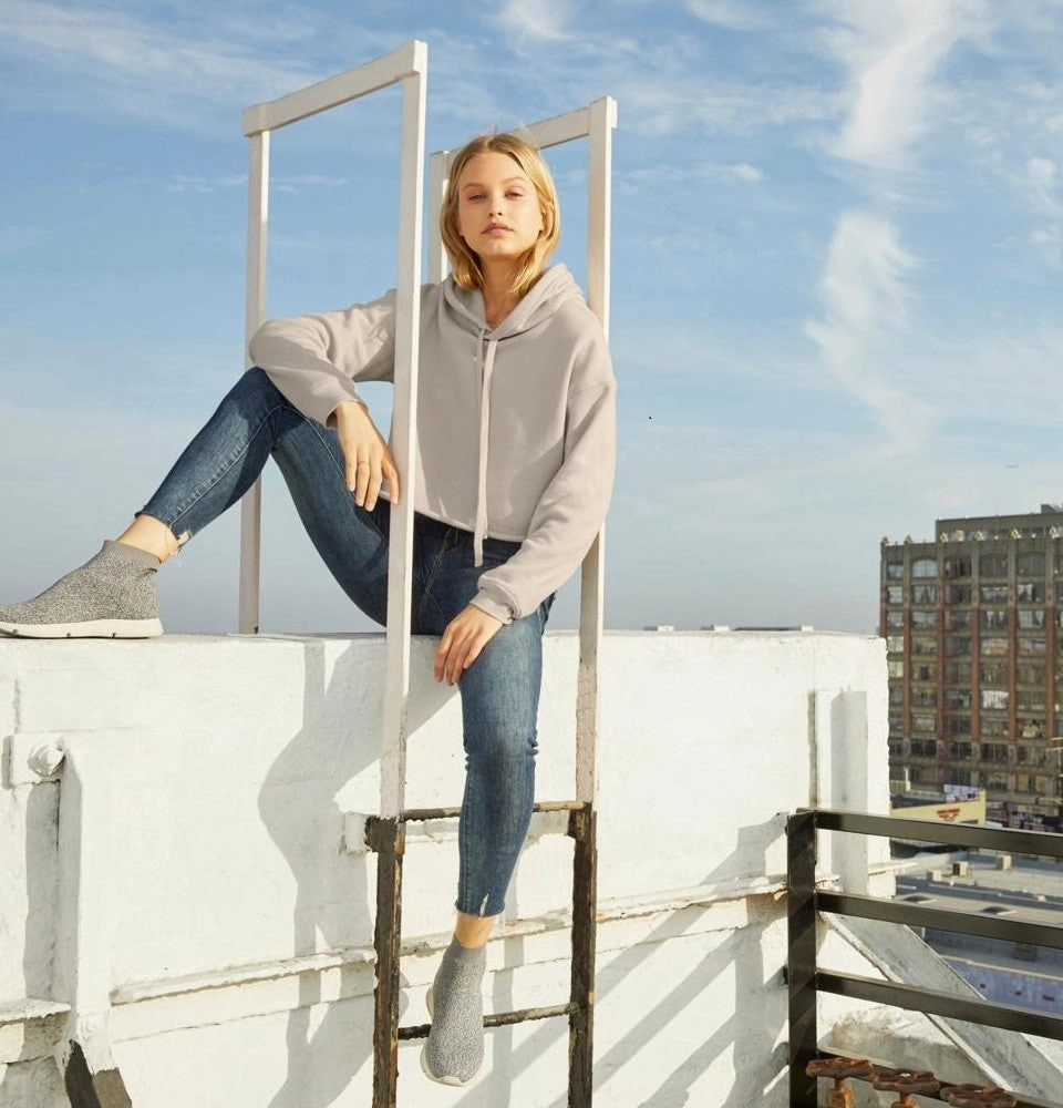 Women's Cropped Fleece Hoodie | BLACK Bright Color Casual Fashion