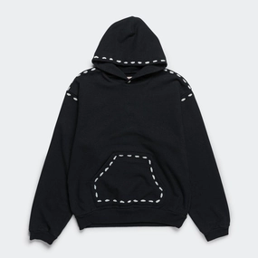 Street-Ready Look Polka Dot SWT Knit MARIONETTE Hoodie - Black