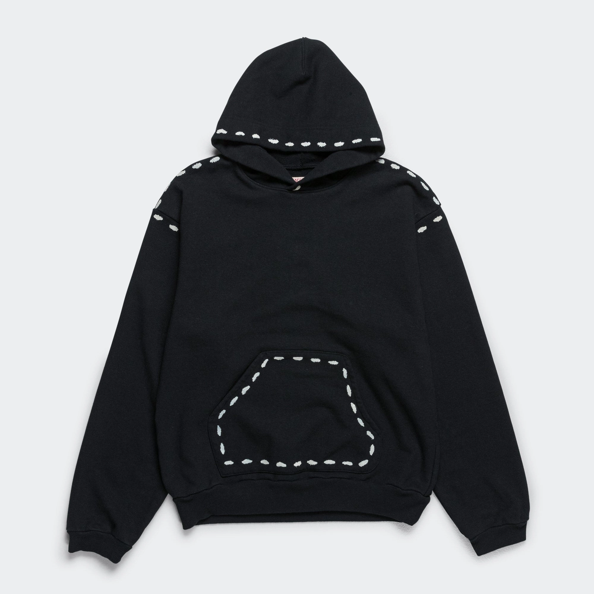 Street-Ready Look Polka Dot SWT Knit MARIONETTE Hoodie - Black
