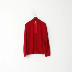 CANADIAN by Batistini Men L Sweatshirt Red Fleece Zip Neck Pullover Casual Top Outdoor Activity Cozy Fit