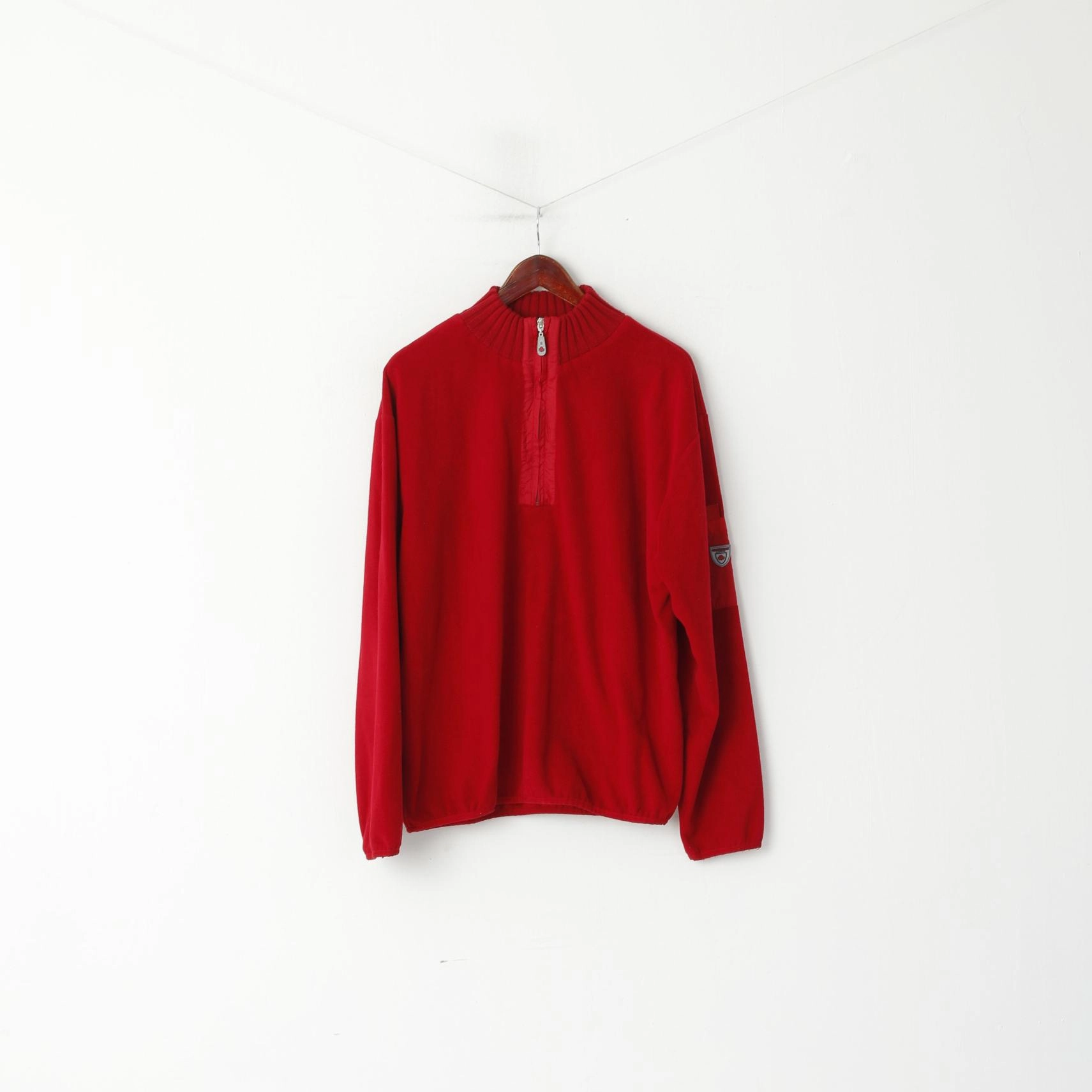 CANADIAN by Batistini Men L Sweatshirt Red Fleece Zip Neck Pullover Casual Top Outdoor Activity Cozy Fit